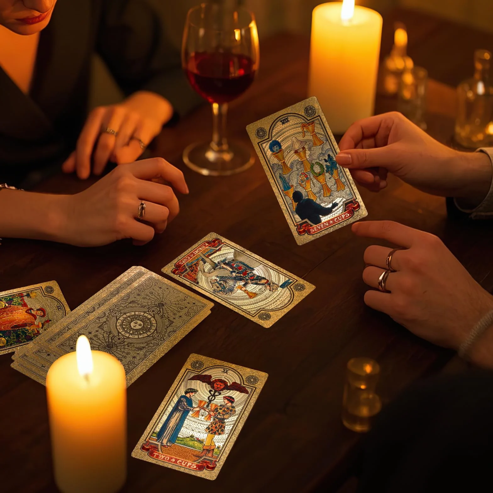 KIINO 78 kart tarota ze złotą folią, z przewodnikiem, talia tarota, dla początkujących i profesjonalnych graczy, z pudełkiem na tarot, PCW, trwałe, wodoodporne, odporne na zagniecenia