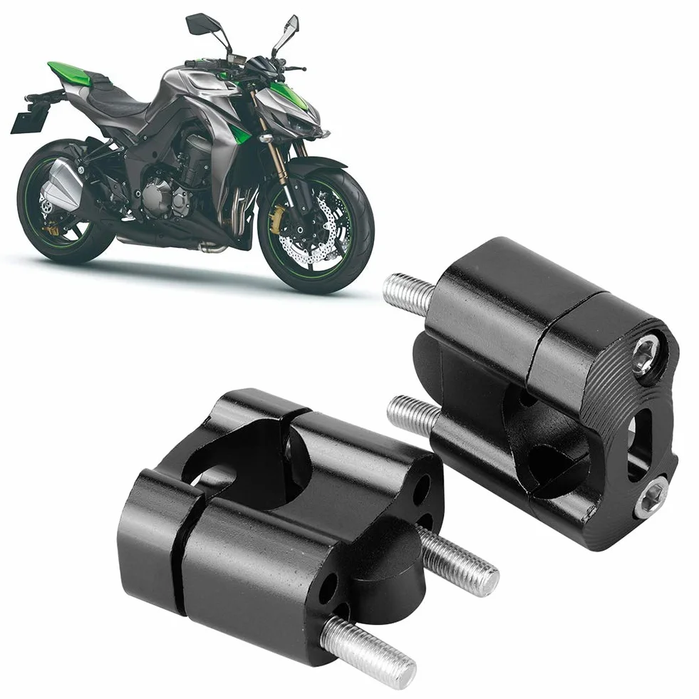 Para 22mm/28mm 1/8 Cala 7/8 Cala Zaciski do Mocowania na kierownicę Motocykla Adapter Podwyższający CNC Stop Aluminium, łatwy w Montażu Bez Wiercenia i Spawania (BLACK)