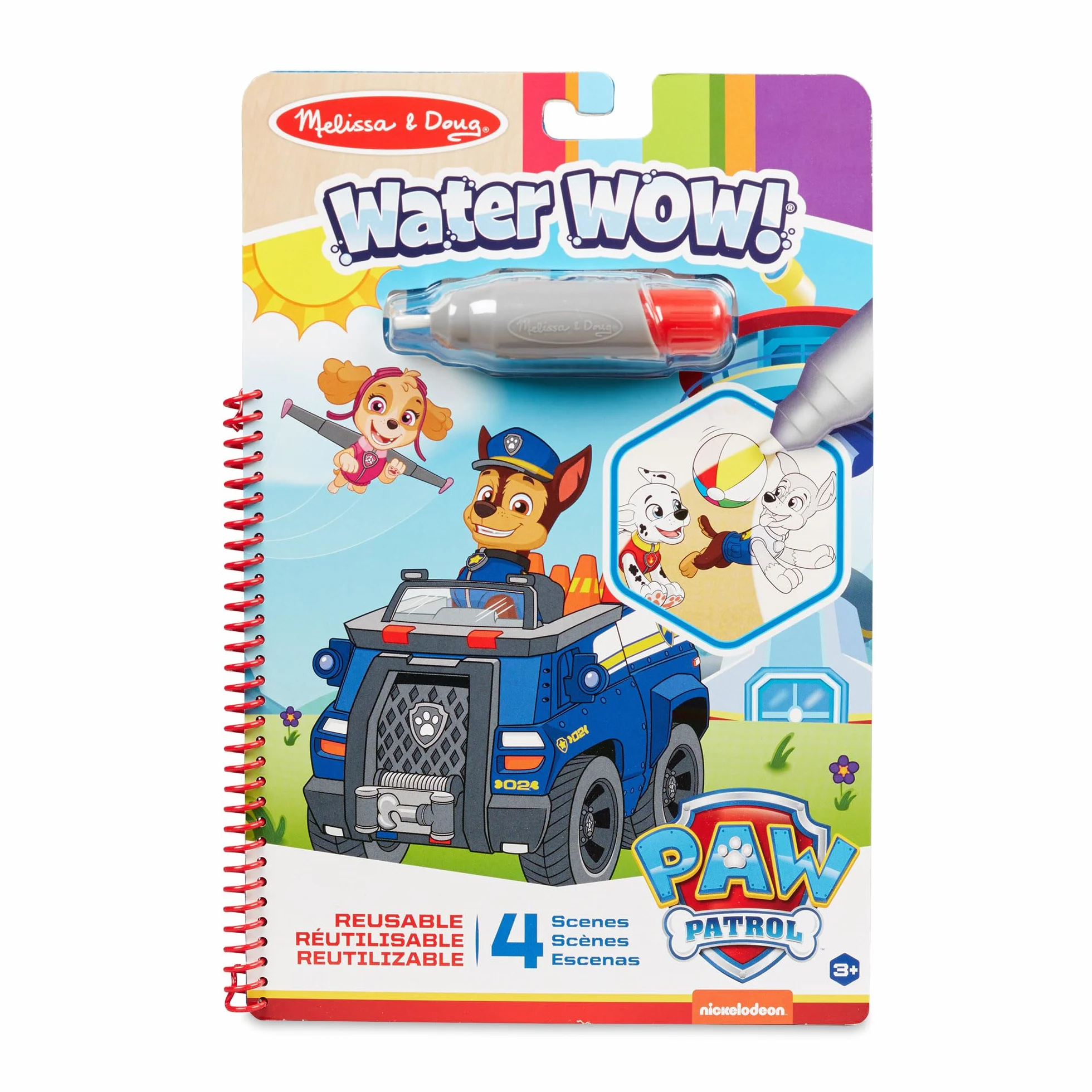 Melissa & Doug - Water Wow! PAW Patrol Chase | kolorowanka wodna | Książka aktywności| Tablice do kolorowania wielokrotnego użytku | zabawka podróżna | 3+ | prezent dla chłopca lub dziewczynki