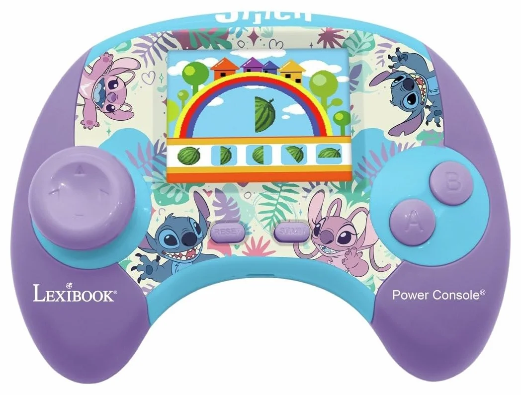 Lexibook Disney Stitch Power Console Dwujęzyczna Francuska, Angielska Konsola do Gier Edukacyjnych z 100 Aktywnościami, JCG100i1, Fioletowa, Niebieska