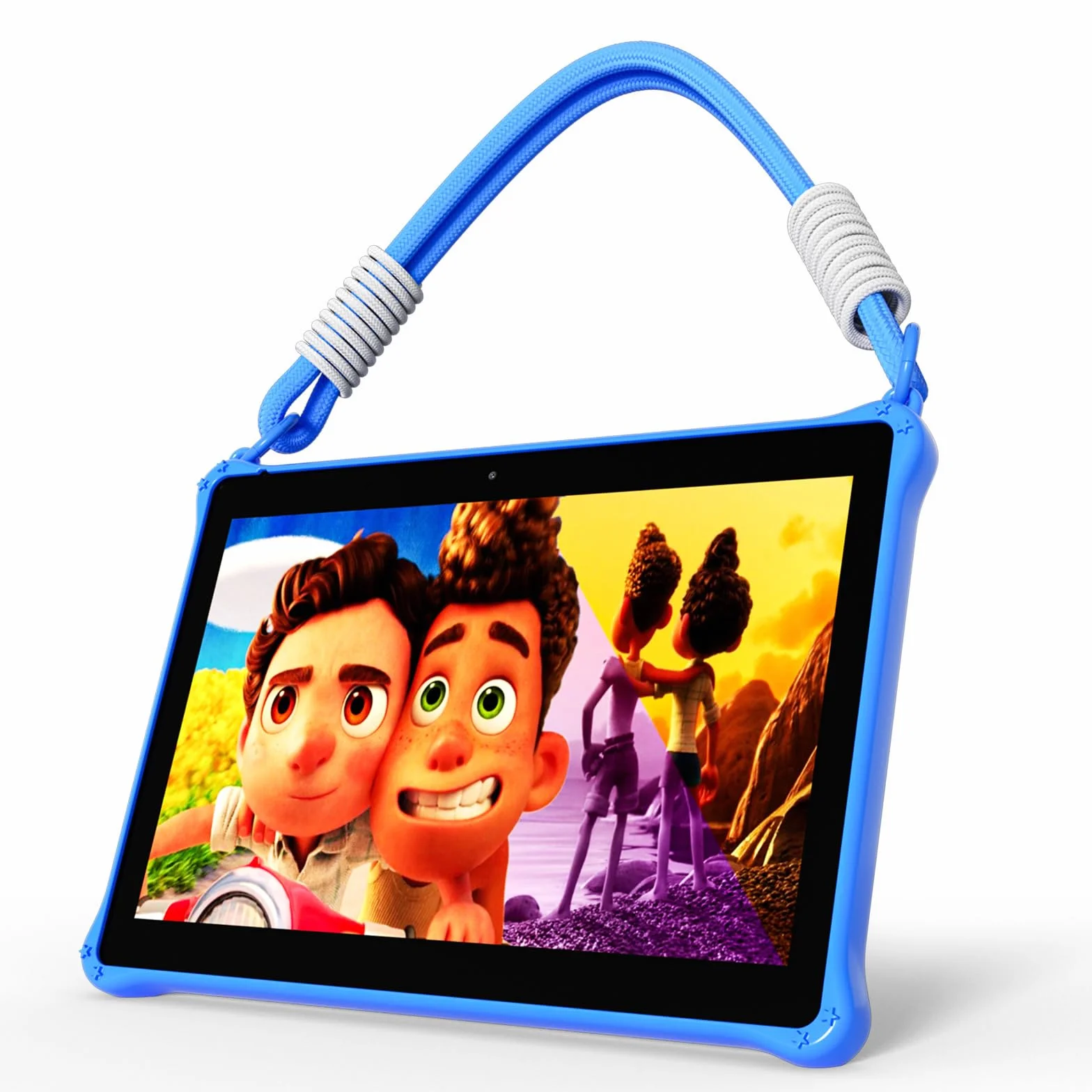 PRITOM 10-calowy tablet dla dzieci z systemem Android 13 ze smyczą 64 GB, Dual Camera, tablet dla dzieci w wieku 3 lat (niebieski)