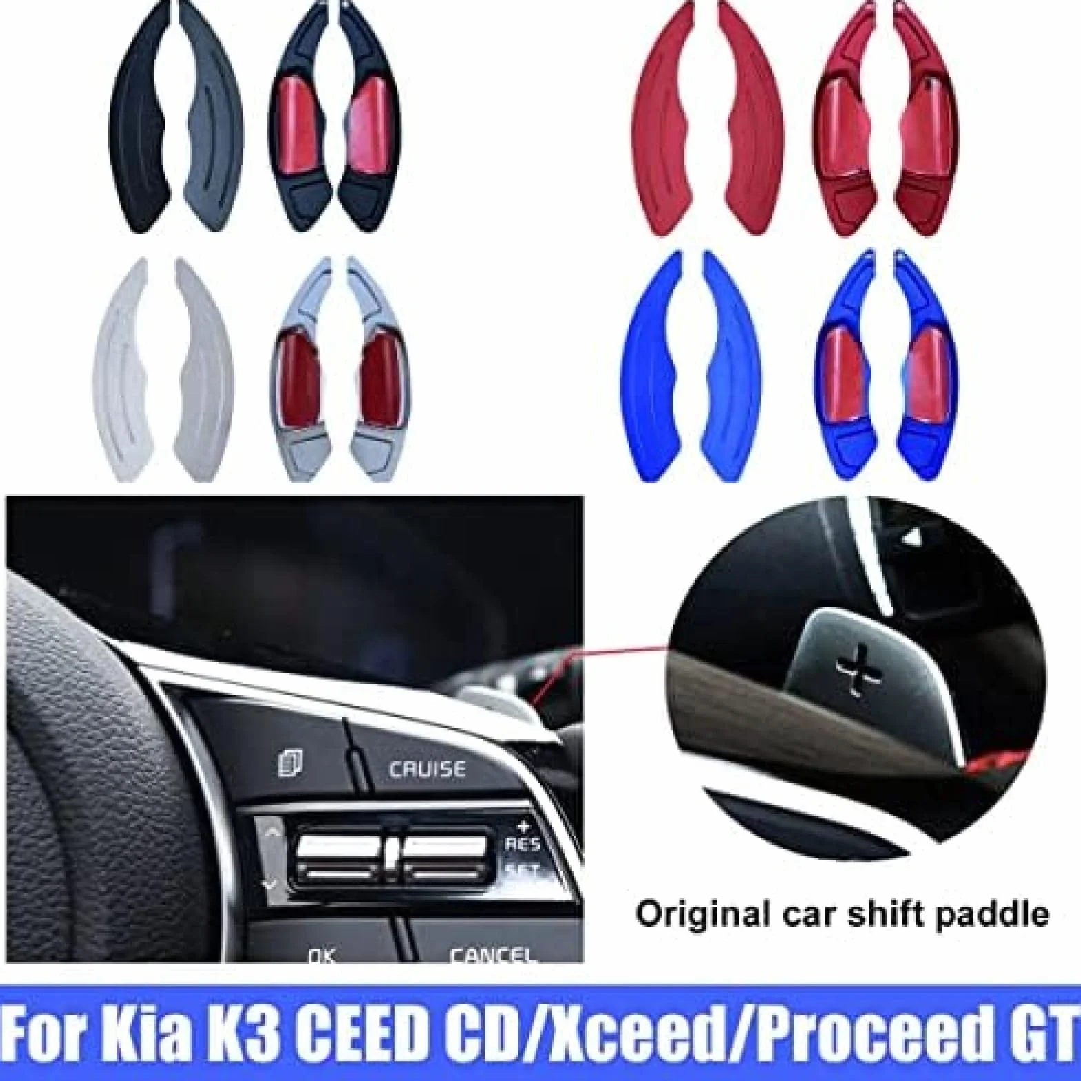 Wiosła zmiany biegów na kierownicę samochodu, naklejka do Kia K3 CEED CD Xceed Proceed GT