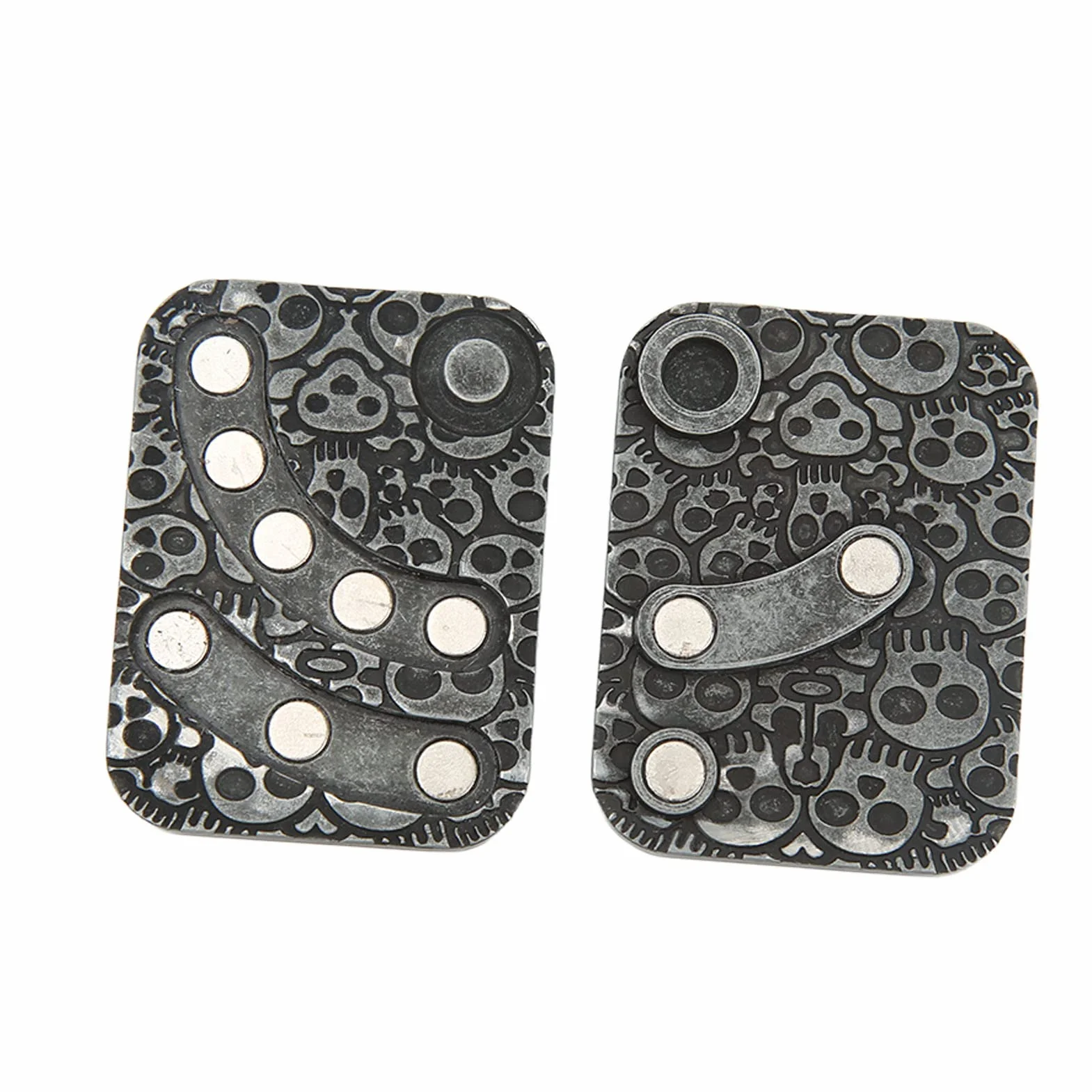 Wakects Fidget Slider Toy,przenośna metalowa magnetyczna zabawka do pokera z wzorem czaszki, dla ADHD, autyzmu, strachu, stresu, 4,5 x 3,5 x 1 cm, torba do przechowywania