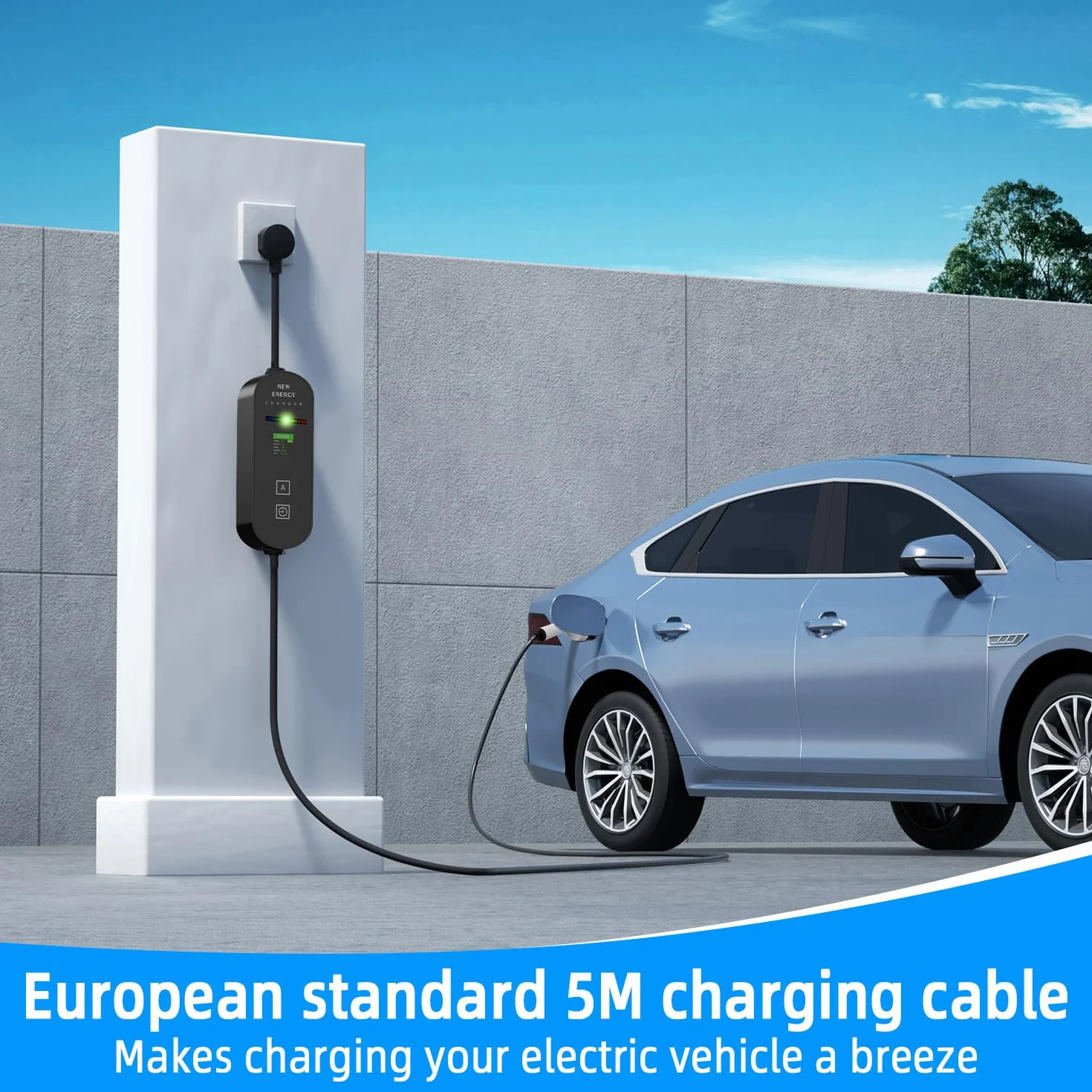 typ 2 kabel do ładowania Schuko, 3,5 kW 6-16 A, przenośny kabel do ładowania EV Chargers ze sterowanym wyświetlaczem cyfrowym do samochodów elektrycznych, ładowarka EV do modelu 3/Y 3008/508, C5X,