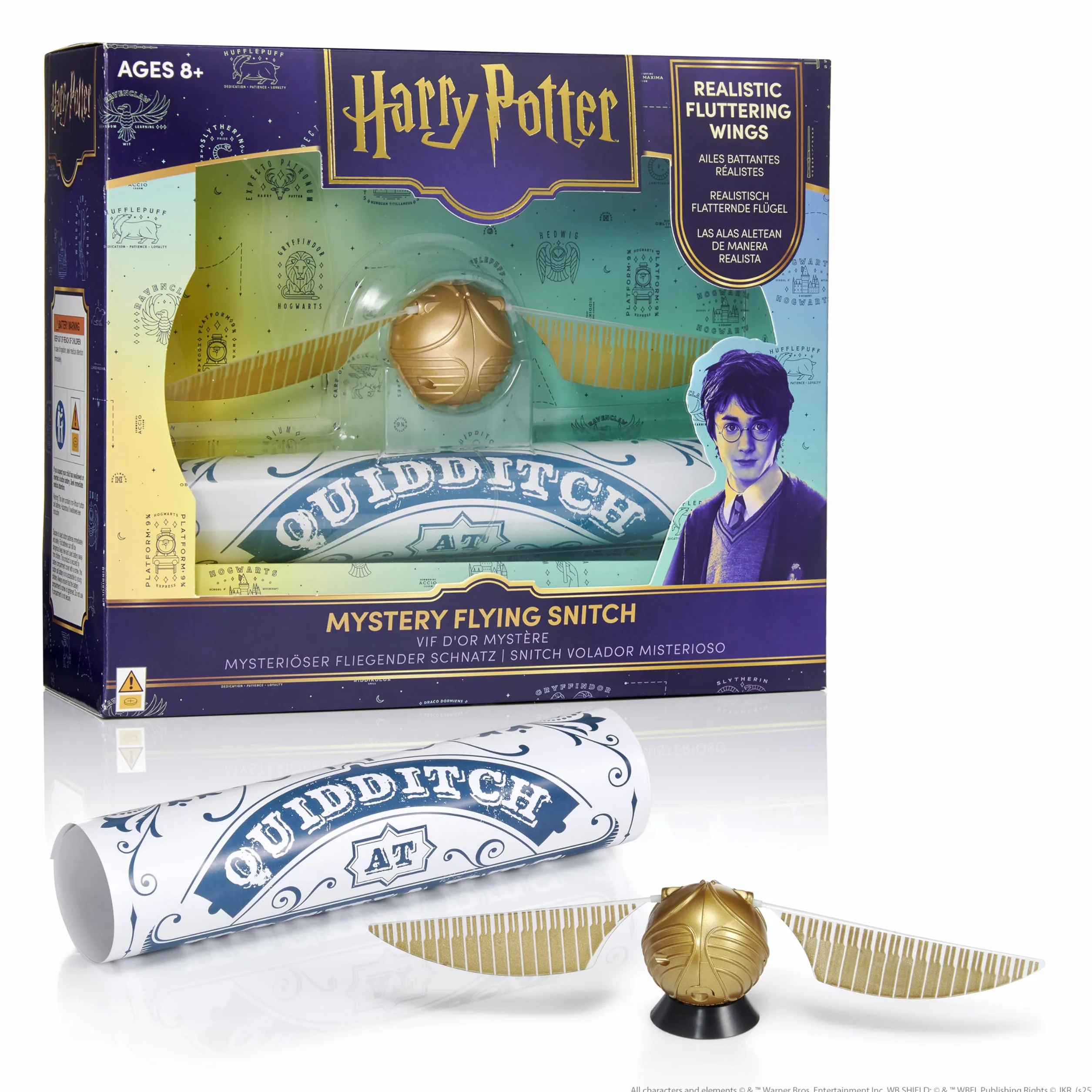 WOW! STUFF Tajemniczy latający złoty znicz | wydaje się magicznie lewitować | Oficjalne prezenty z Harry'ego Pottera, przedmioty kolekcjonerskie i zabawki, złoto