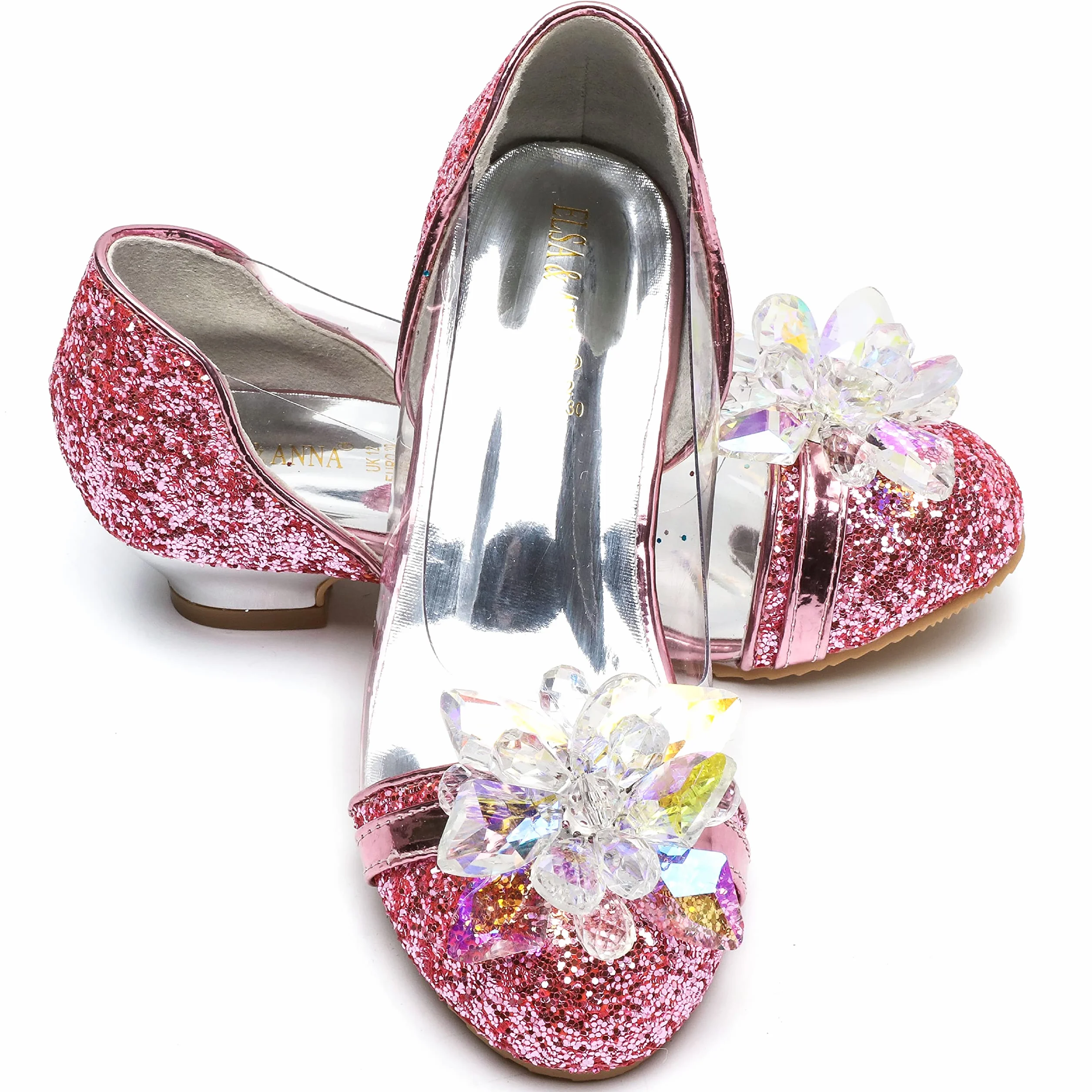 ELSA & ANNA Buty księżniczki dla dziewczynek buty księżniczki z obcasem 3 cm brokatowe buty dziewczęce buty do sukienki Elsa na imprezę, karnawał SH141516