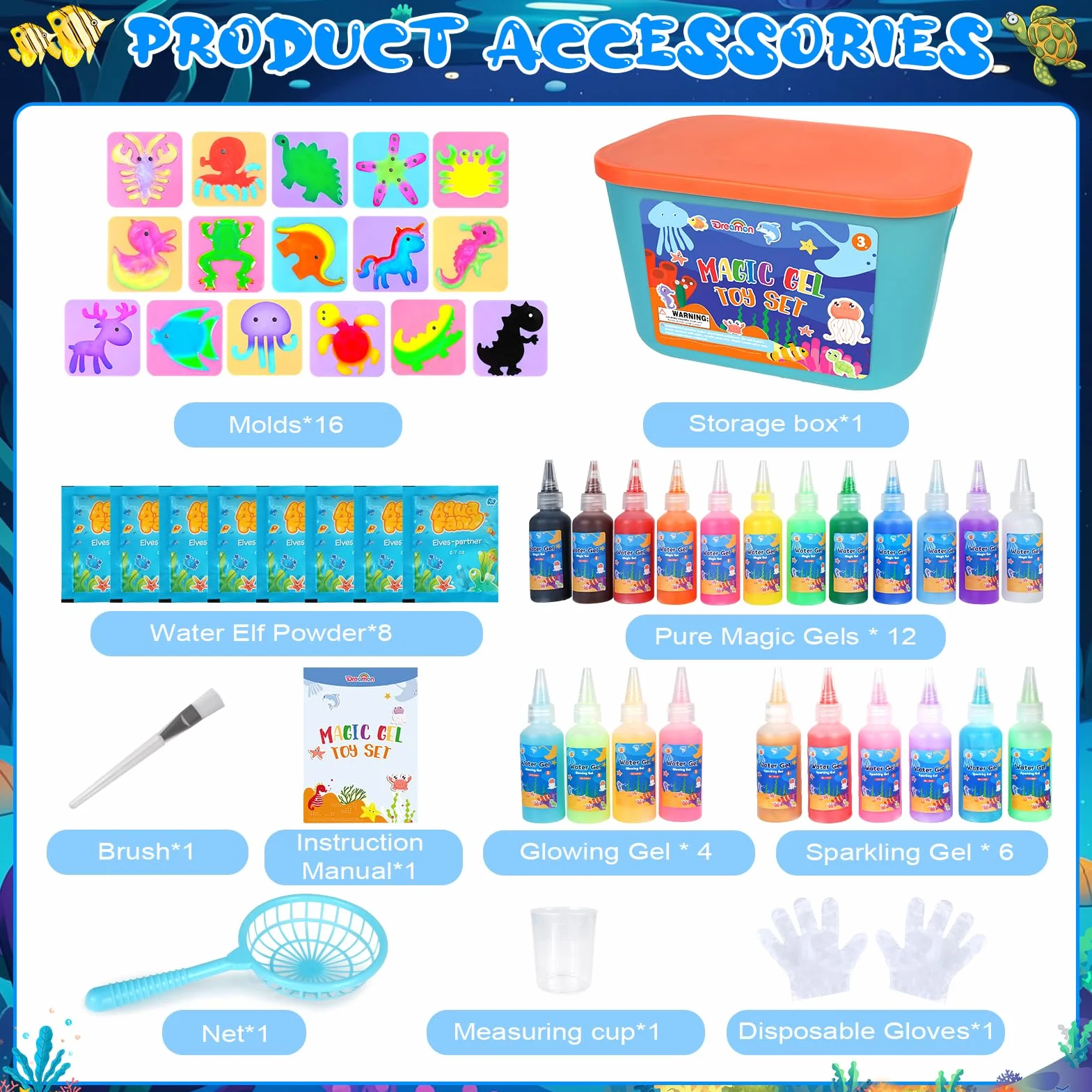 Dreamon Magiczny zestaw zabawek wodnych Elf do samodzielnego wykonania, magiczny żel wodny 3D, zestaw Aqua Gelz z 22 kolorami i 16 kształtami, kreatywna zabawka i prezent dla dzieci od 3 lat, chłopców