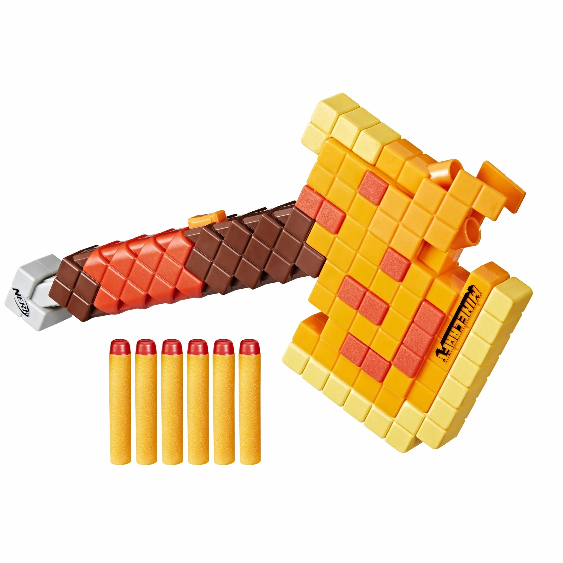 NERF Minecraft Firebrand: Toporek do rzucania, 6 elitarnych rzutków piankowych, projekt inspirowany grą, rozwijane gruntowanie, zabawki