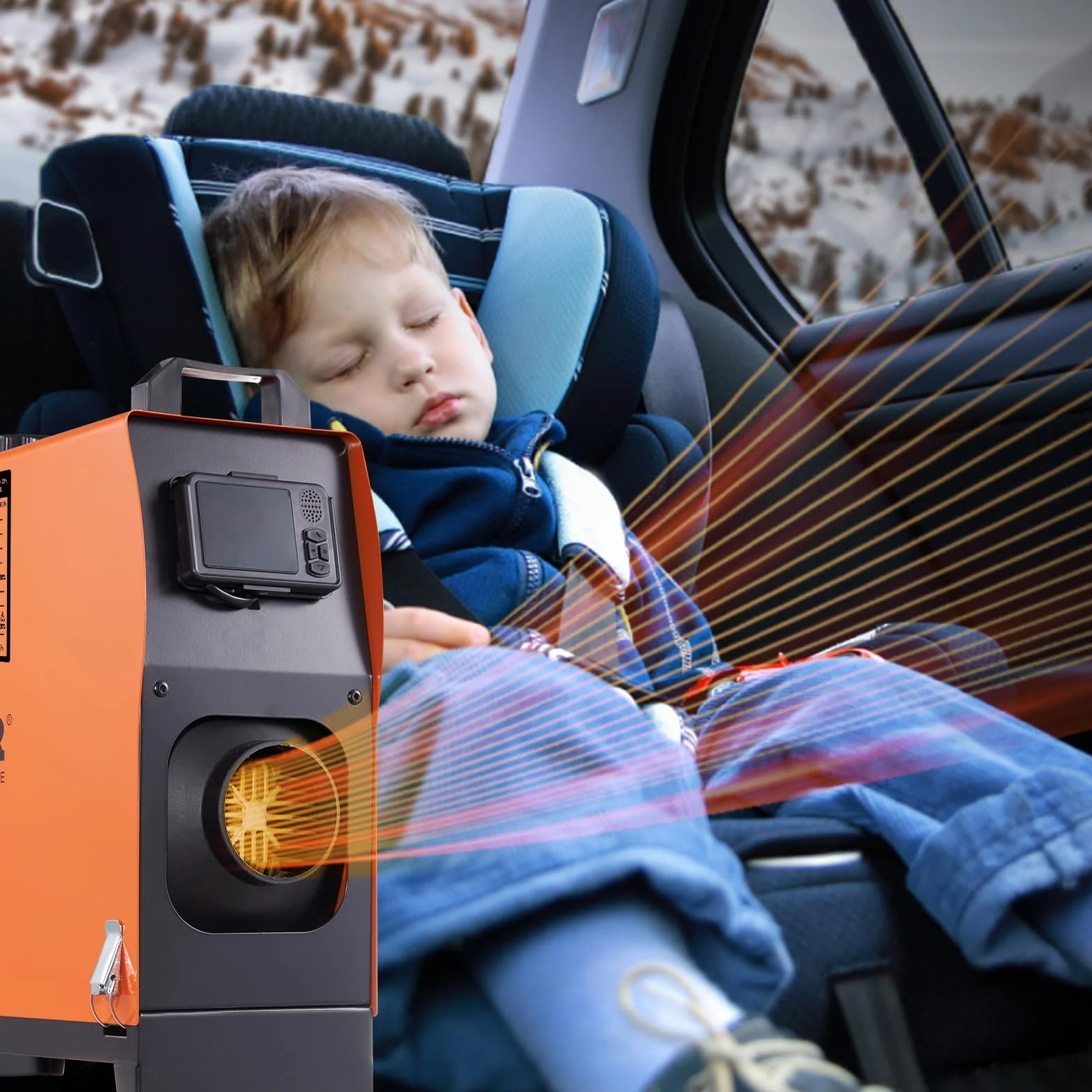VEVOR Nagrzewnica na olej napędowy 12 V (8 kw-25㎡-LCD pionowo)