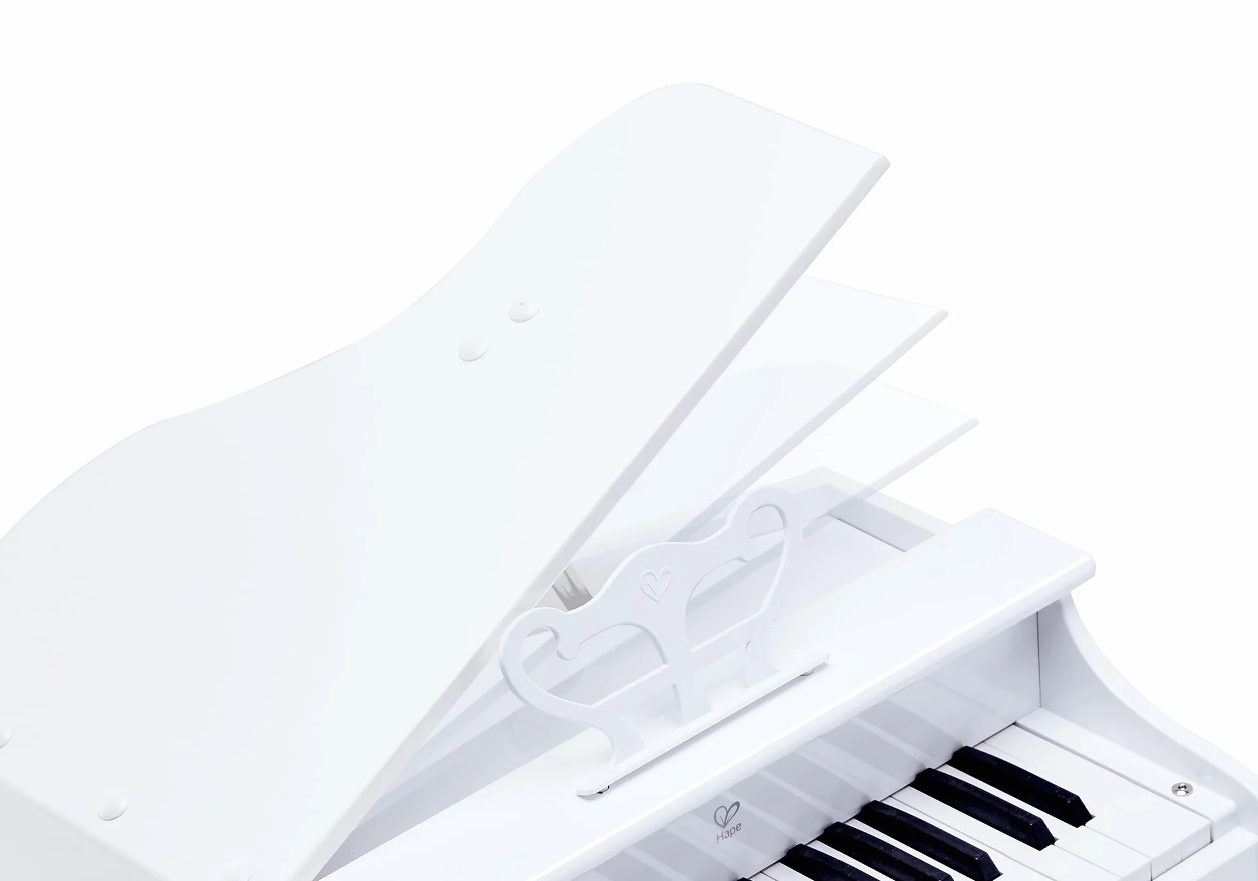Hape Deluxe White Grand Piano, Thirty-Key Piano Toy with Stool, Electronic Keyboard Musical Toy Set for Kids 3 Years+