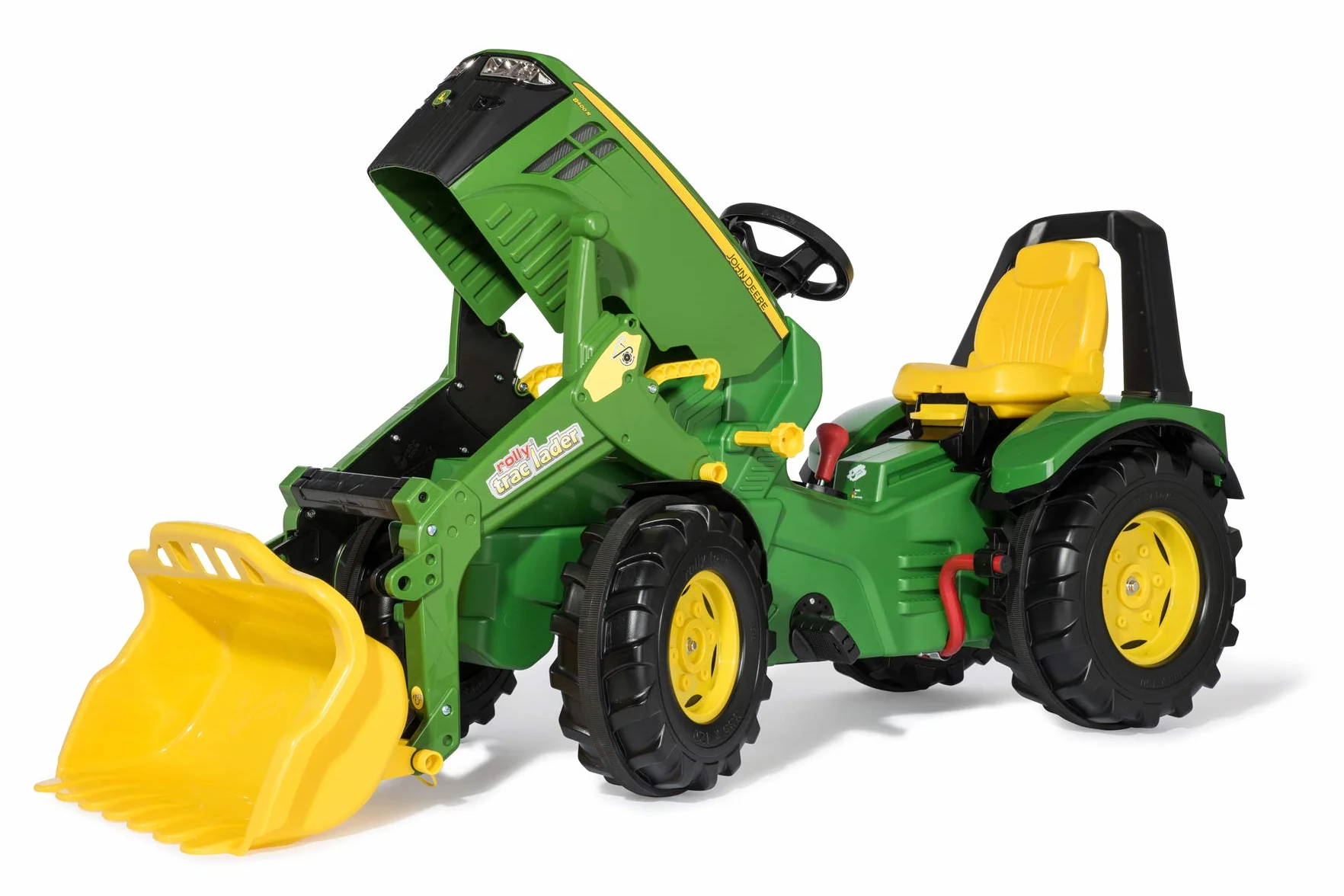 Rolly Toys Traktor na pedały John Deere rollyX-Trac Premium w zestawie z ładowarką RollyTrac (przerzutka dwubiegowa, hamulec ręczny, dla dzieci w wieku 3-10 lat, regulowane siedzisko, traktor z