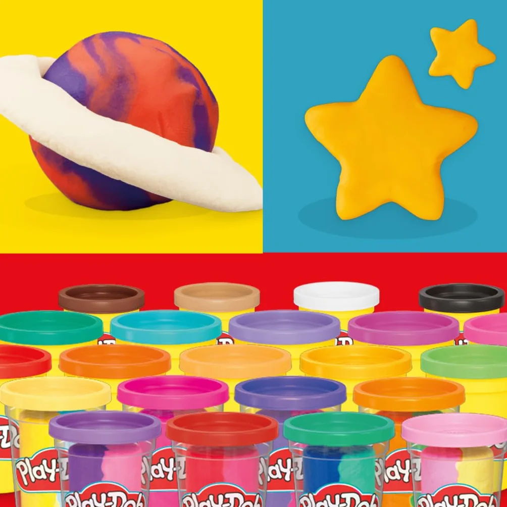 Najlepszy zestaw różnych rodzajów i kolorów ciastoliny Play-Doh, 22 tuby, zabawy plastyczne dla dzieci