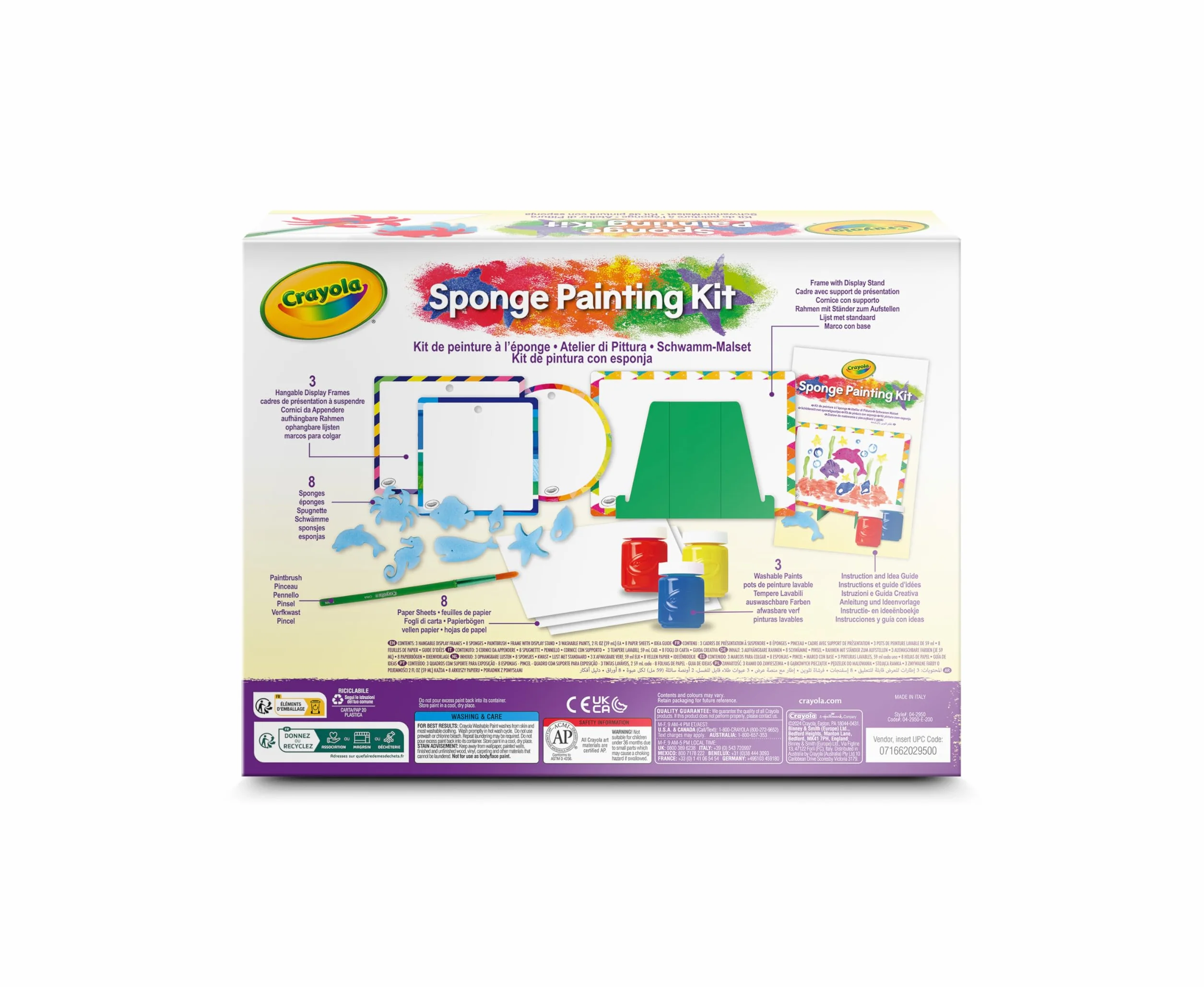 CRAYOLA - Zestaw do Malowania z Pieczątkami z Gąbki, Kreatywne Zajęcia dla Dzieci z Farbami, od 5 lat, 04-2950