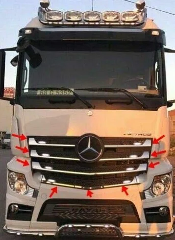 Chromowany zestaw osłon grilla przedniego pasuje do Actros MP4 [2013+] [wąska kabina] [9-częściowy]