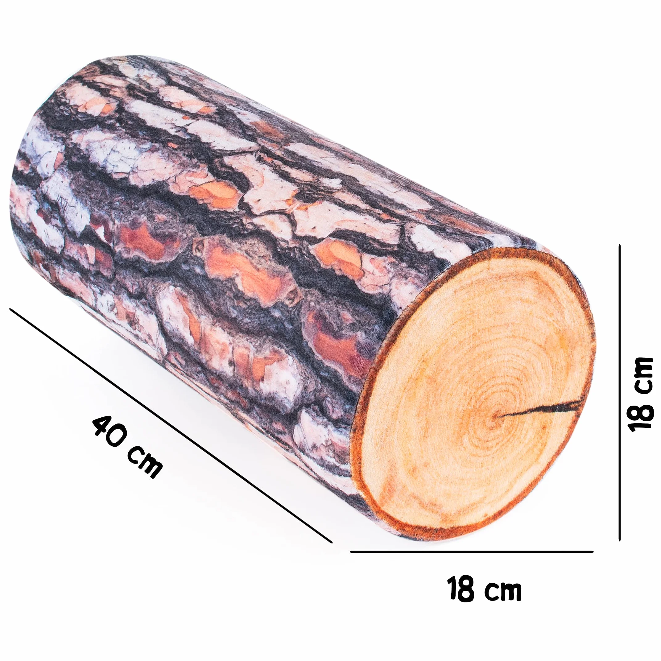 FANCY Poduszka na Szyję w kształcie Pnia Sosny, Cylindryczna Poduszka 40 cm, Pluszowa Poduszka, Dekoracyjna Poduszka, Neck Pillow