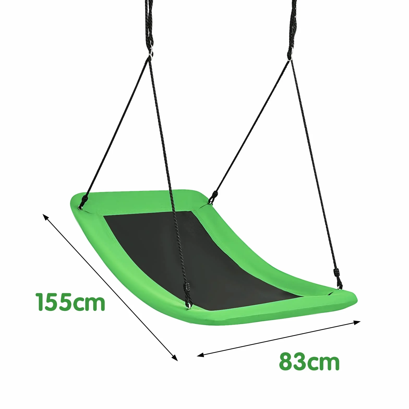 COSTWAY Huśtawka gniazdowa wygięta, obciążenie do 150 kg, regulowana lina, 120-180 cm, huśtawka wisząca, huśtawka na drzewo, do użytku na zewnątrz, huśtawka ogrodowa dla dzieci i dorosłych (zielona)