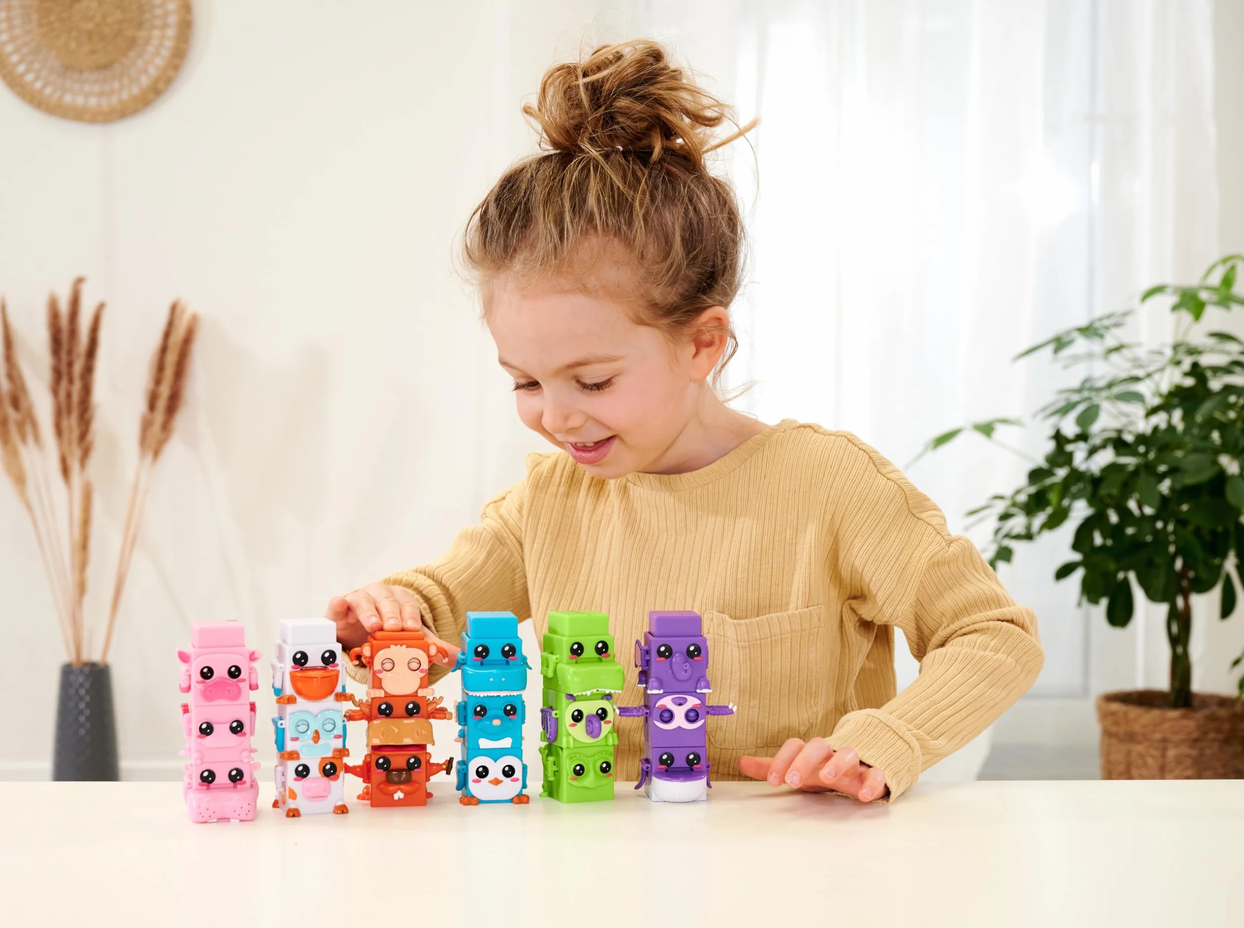 Simba 105952627 Bloxies figurka zwierzątka(4-pak)- klocki do układania w stos i kolekcjonowania z efektem ruchu, sensoryczna zabawka dla dzieci od 3 lat, losowy wybór w opakowaniu niespodzianka