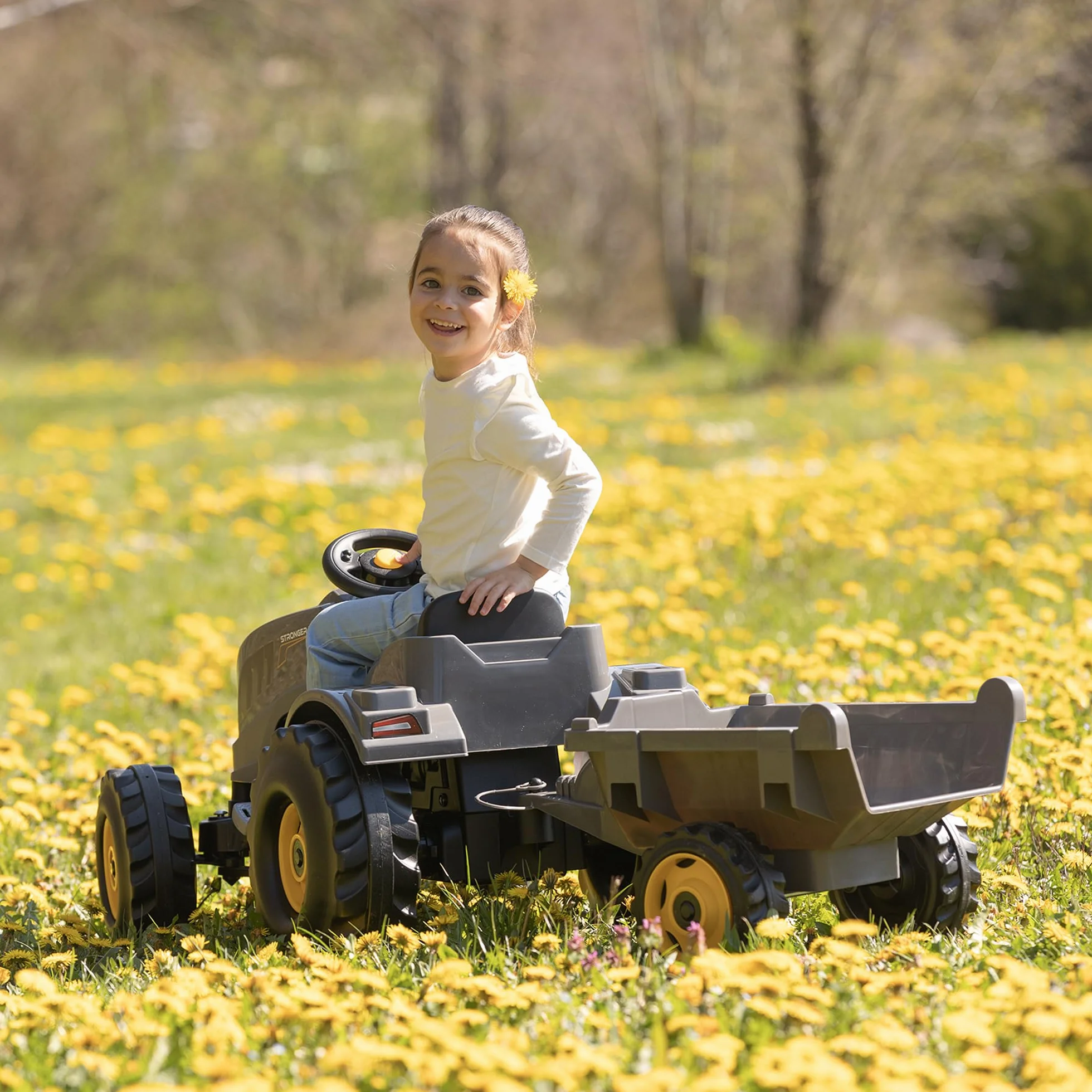 Smoby - Mocniejszy traktor XXL + przyczepa - Duży dziecięcy traktor na pedały - Regulowane siedzenie - Kierownica z klaksonem - Od 3 lat - Wyprodukowano we Francji