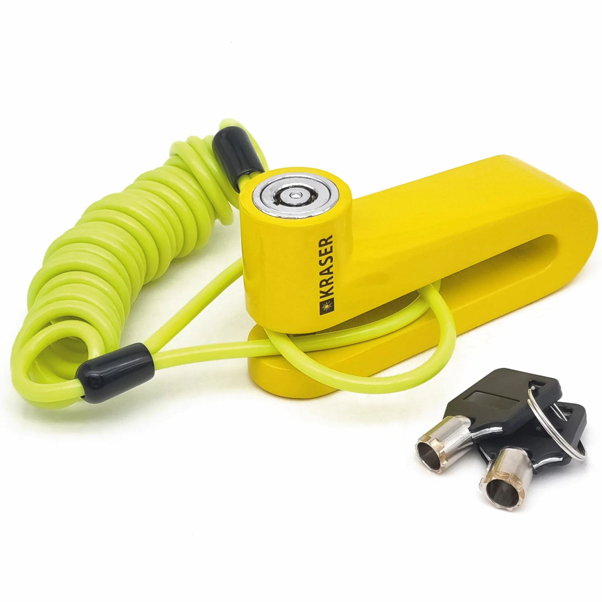KRASER KR707Y Kłódka Blokada Tarczowy Motocykl Skuter Rower Skuter Anti-theft Blokada Dysku ø7 Uniwersalny + Kabel Przypomnienia