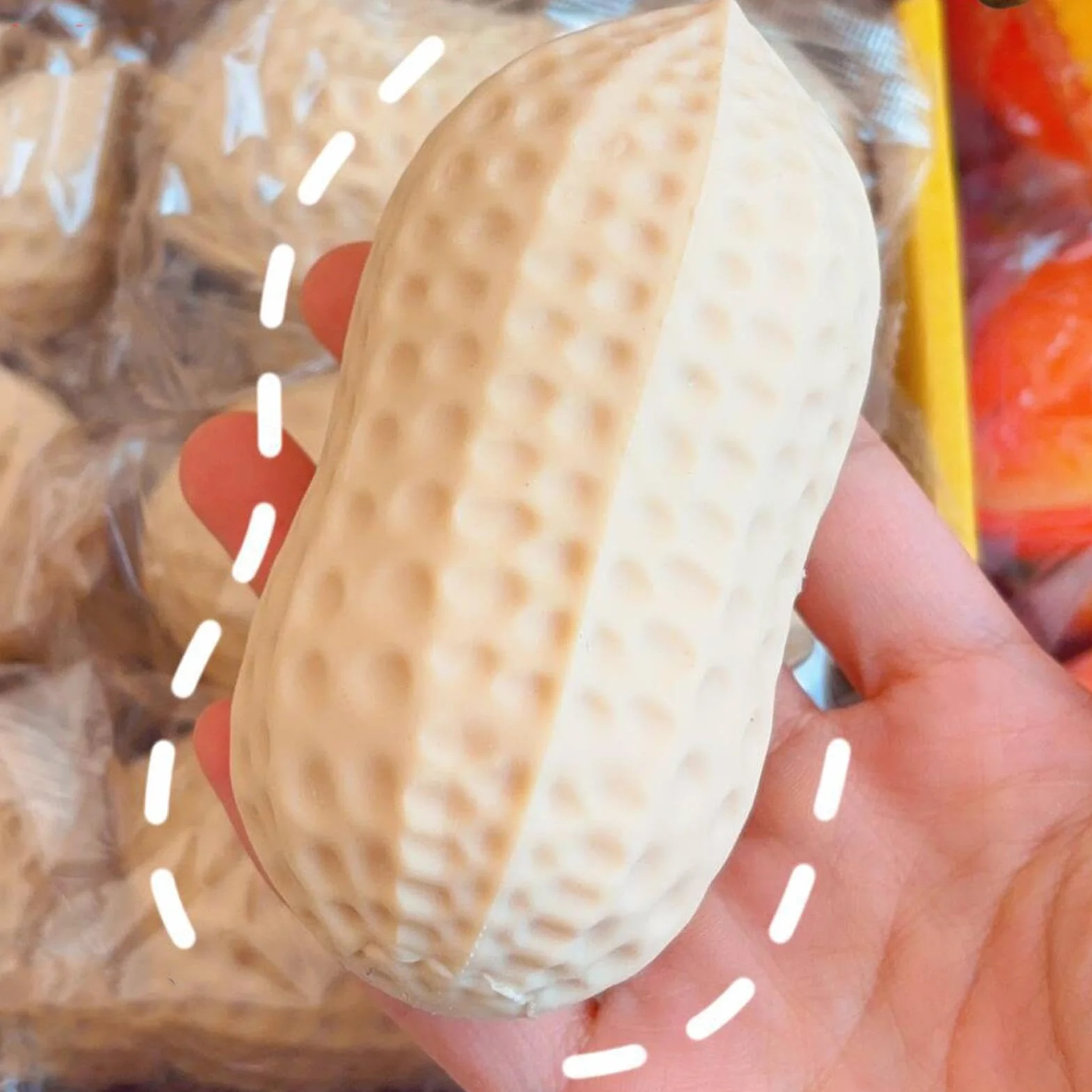 Fidget Toy - realistyczna gniotka z orzeszków ziemnych, uroczy ziemny przedmiot do zabawy sensorycznej o miękkiej, elastycznej fakturze, funkcja komfortowego nacisku dłoni o powolnym odbijaniu, idealn