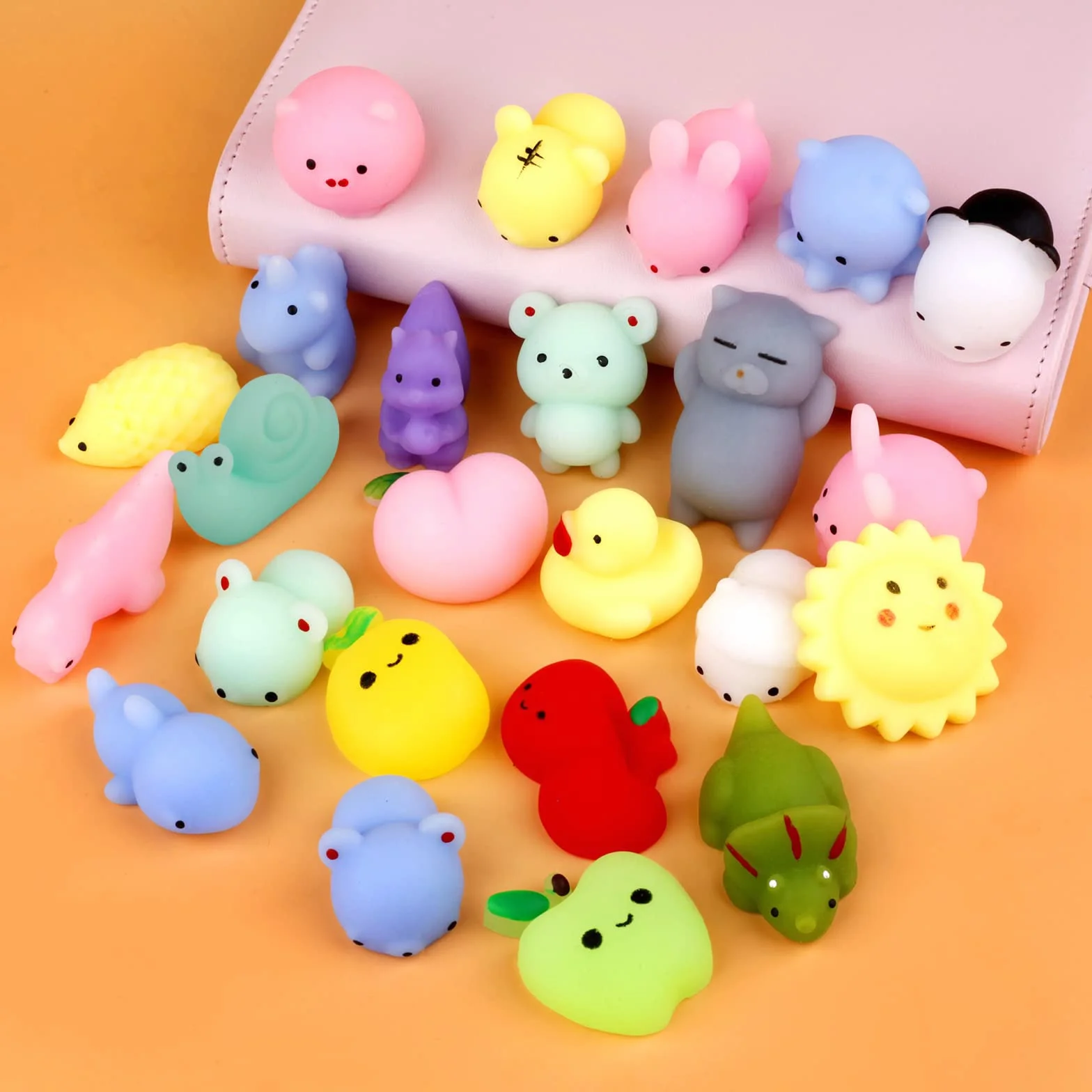 Mini Squishy Pack, miękkie zabawki Moji, 24 sztuki, zabawki Fidget Toys, mini Kawaii ze zwierzętami Squishies, torebki imprezowe, wypełniacz, antystresowe, zabawki dla dzieci i dorosłych, na Boże