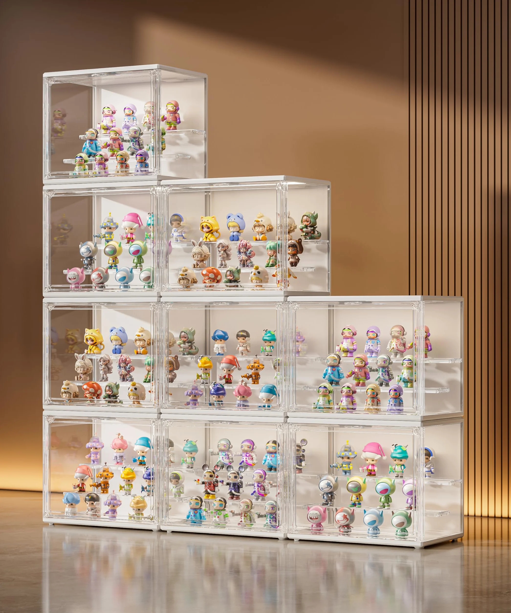 Witryna kolekcjonerska, przezroczyste pudełko prezentacyjne z LED, akrylowa gablota z magnetycznymi drzwiczkami do Funko Pop, figurki Pop, modelki, figurki akcji, niewidome pudełko 27 × 21 ×