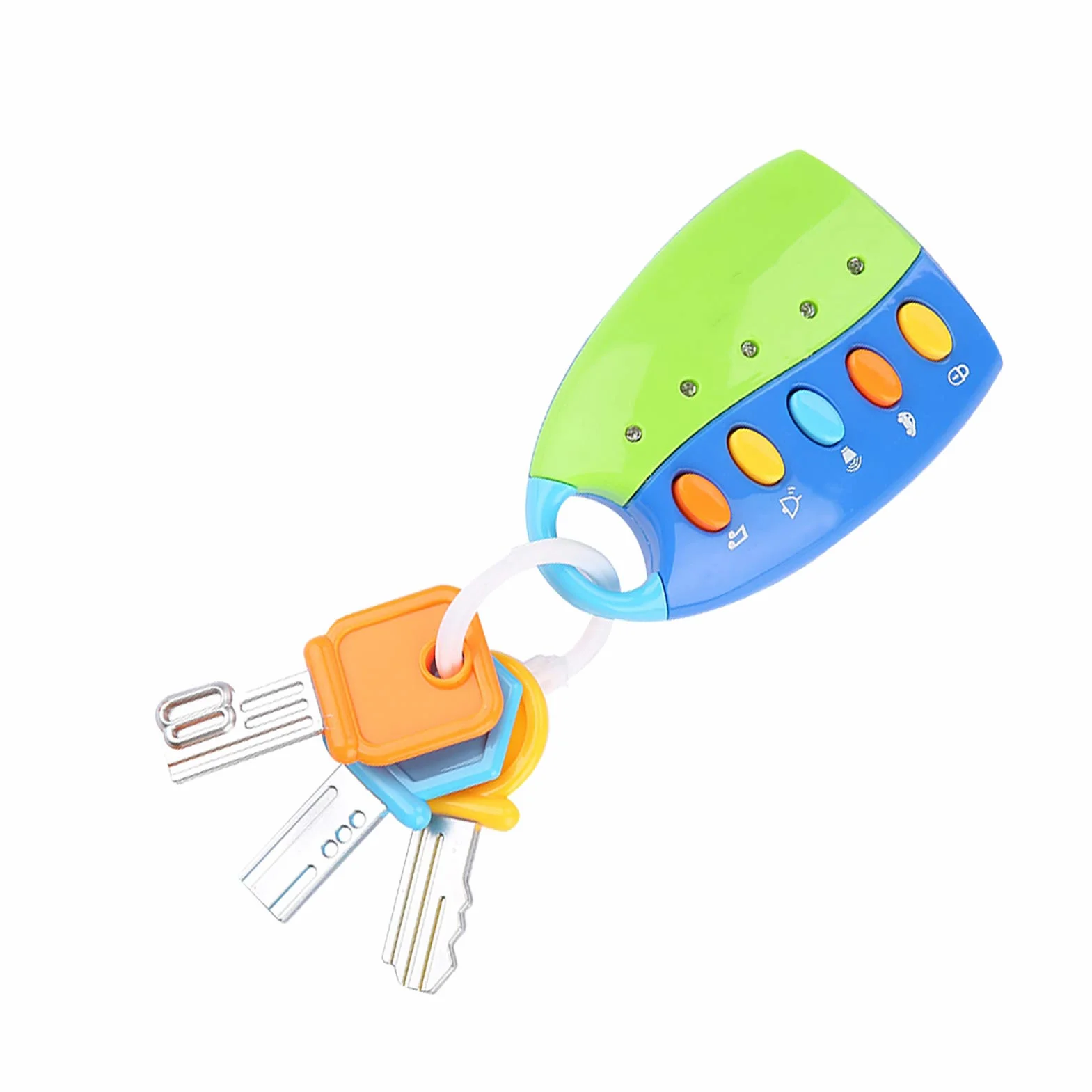 lyrlody Baby Toy, Zdalnie Sterowane Auto z 3 Kolorowymi Kluczami i 5 Przyciskami, Efekty Dźwiękowe i Migające Światła, z Funkcją Muzyczną, dla Dzieci Wczesnej Nauki (BLUE)