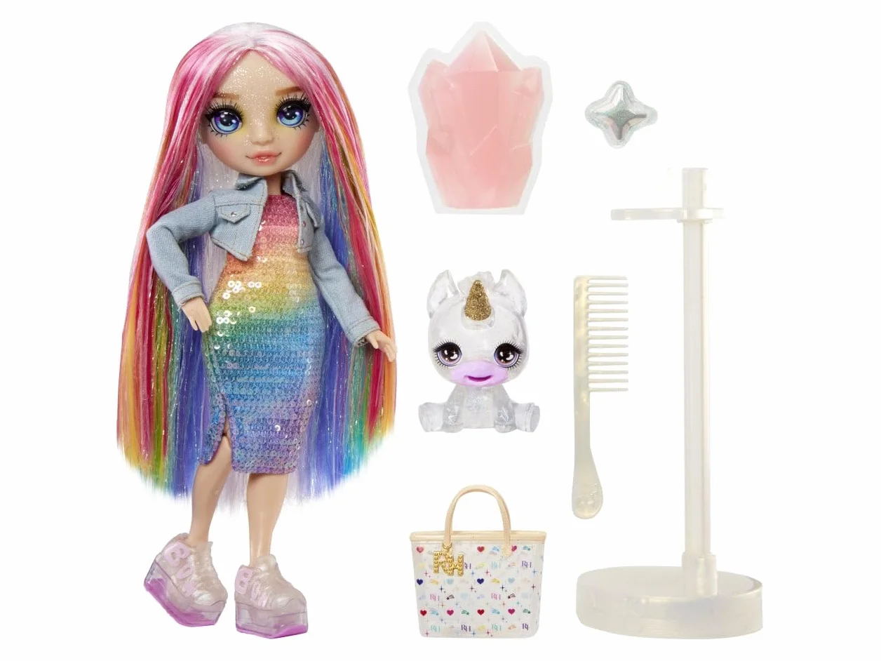 Rainbow High - Modna Lalka z Zestawem Slime i Zwierzątkiem - Amaya (Tęczowa) - 28 cm Połyskująca Lalka z Zestawem Slime, Magicznym Zwierzątkiem i Akcesoriami - 4-12 Lat