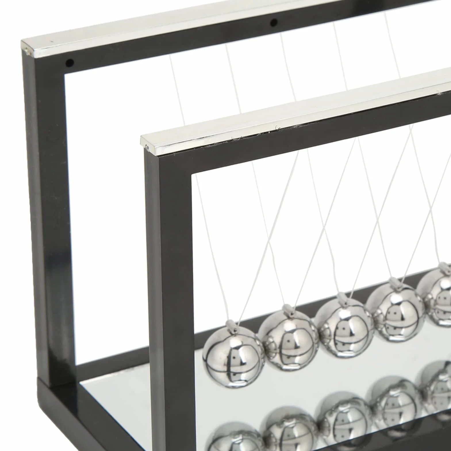 Newton huśtawka wahadłowa, zabawka, nauka, duża Newton Cradle Balance Balls z 5 żelaznymi kulkami i podstawą lustra, redukcja stresu, 15,8 x 8,4 x 11,6 cm