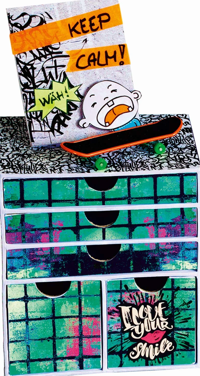 folia 48349 blok z motywem Grafitti, 270 g/m², ok. 24 x 34 cm, arkusz sortowany w 20 różnych motywach do majsterkowania i kreatywnego tworzenia kart, obrazków okiennych i do scrapbookingu i pomysłów