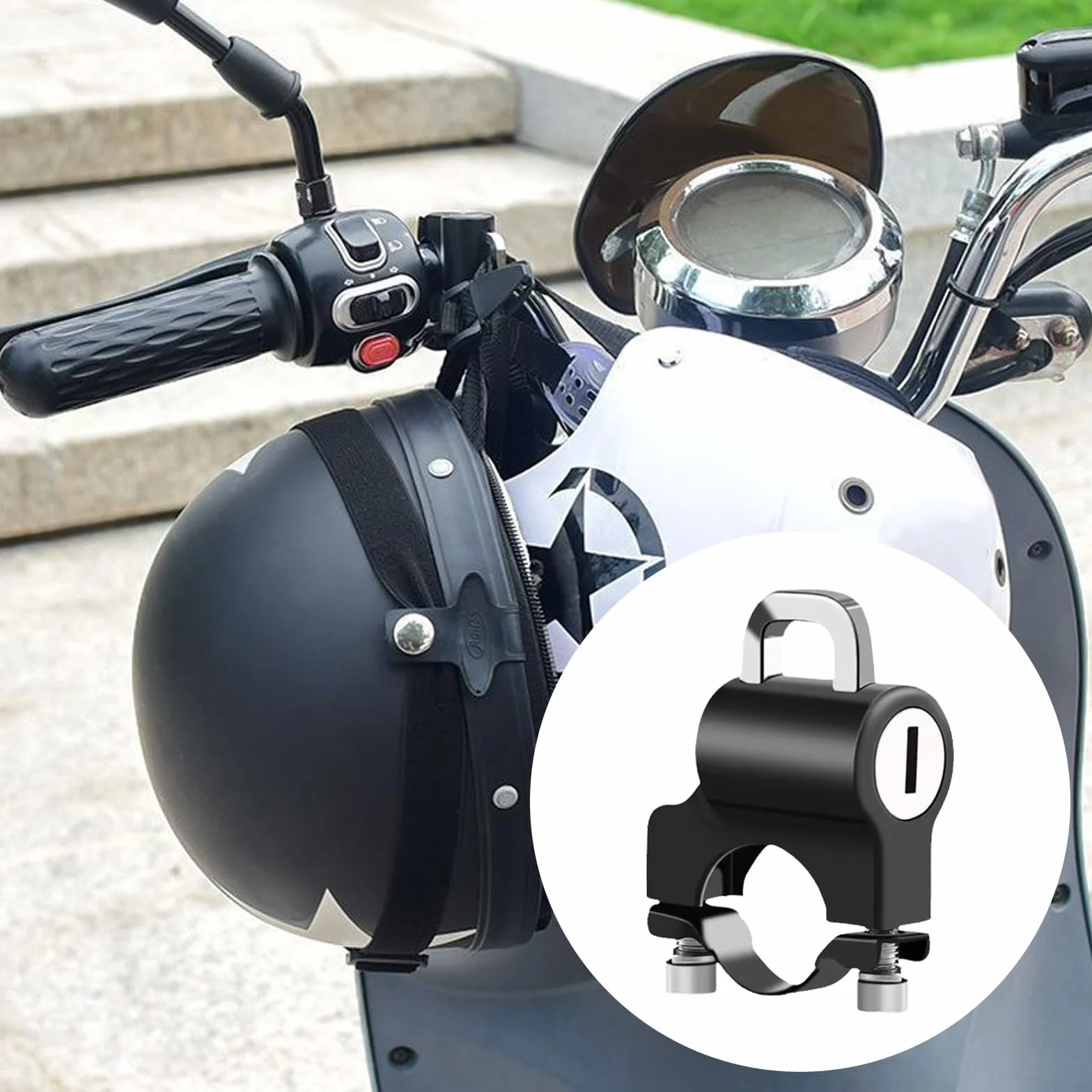 Zapięcie na kask motocyklowy, 2 sztuki, zabezpieczenie przed kradzieżą do roweru i kasku motocyklowego z 4 kluczami, uniwersalny zamek z 1 linką przypominającą – gadżet do motocykli