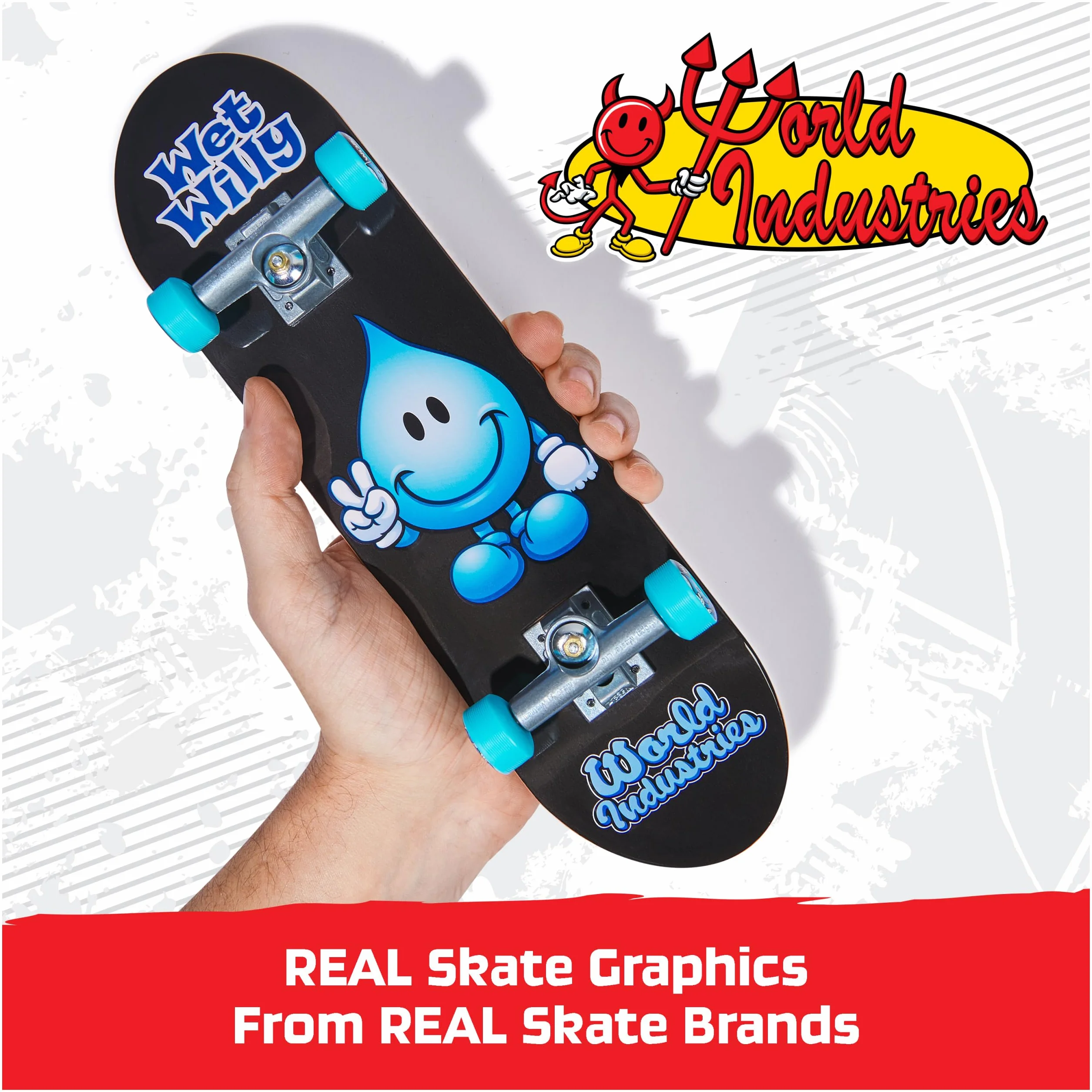 TECH DECK, World Industries Handboard; autentyczne mini deskorolki, zabawki dla dzieci dla chłopców i dziewcząt, od 6 lat (tylko do użytku ręcznego)