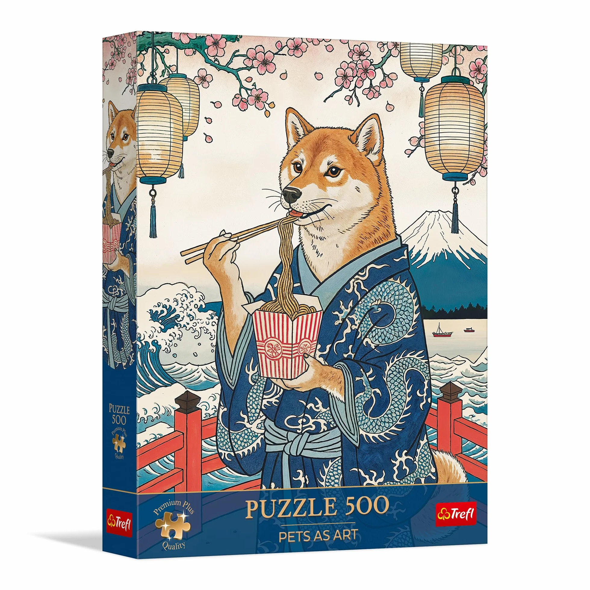 Trefl Premium Plus Quality - Puzzle Pets as Art: Makaronowa Medytacja Shiby - 500 Elementów, Seria Ponadczasowych Motywów, Idealne Dopasowanie Elementów, dla Dorosłych i Dzieci od 10 lat