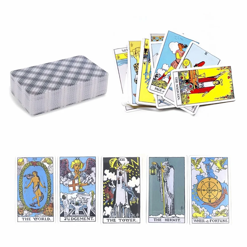 Waite karty tarota dla początkujących – 78 Rider Tarot Cards z poradnikiem dotyczącym wróżenia losu, gry karciane na imprezy, odpowiednie dla początkujących i doświadczonych graczy, tajemniczy prezent