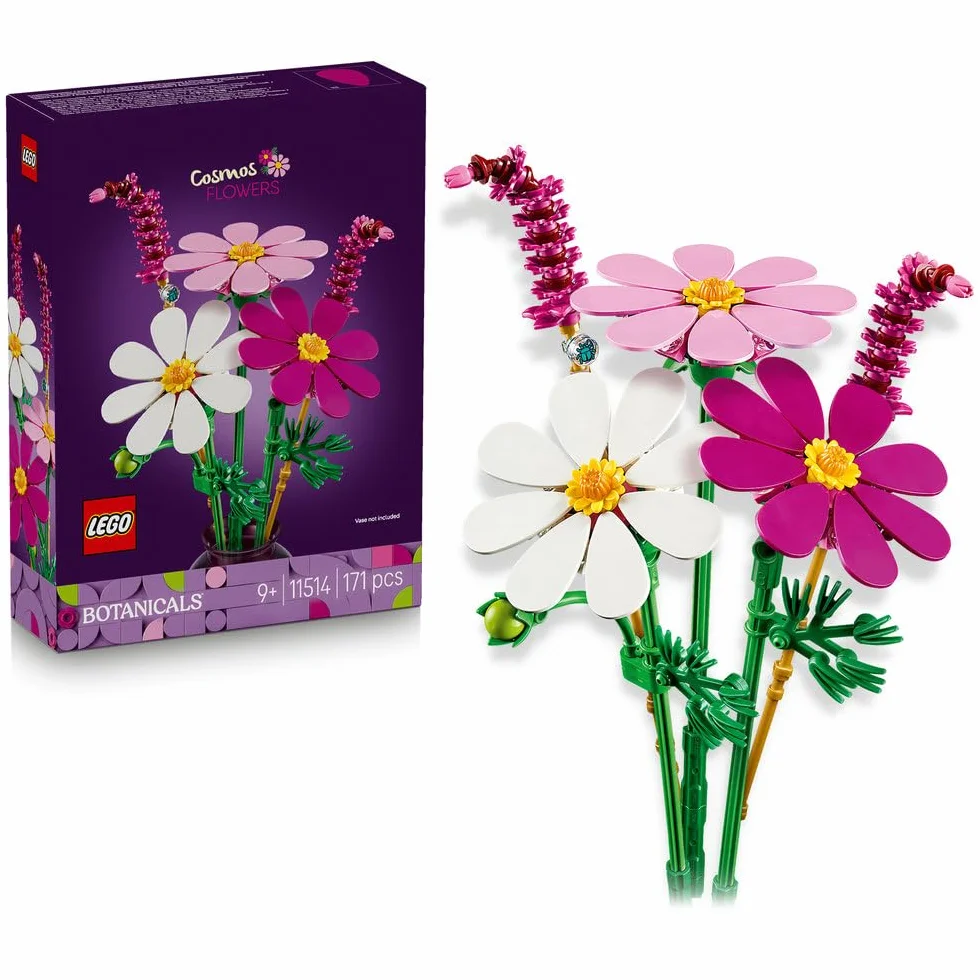 LEGO Botanicals Kosmosy, zestaw konstrukcyjny dla dzieci, kompozycja kwiatowa i dekoracja do pokoju dziecięcego, kwiaty na prezent dla dziewczynki, chłopca i miłośnika przyrody od 9 lat 11514