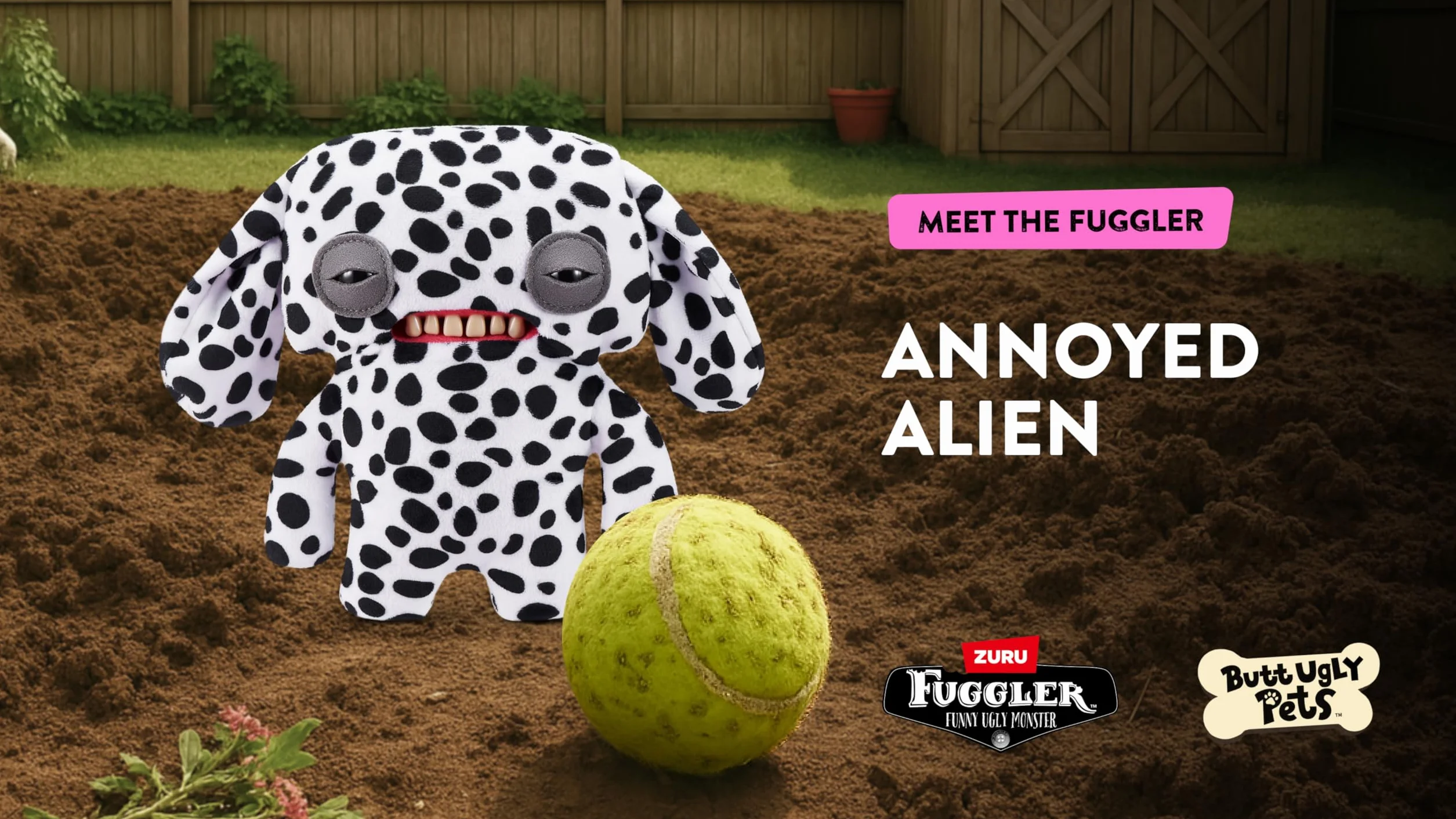 Fuggler -BUTT UGLY PETS 23 cm SERIA 1-PLUSH 2 PK(Annoyed Alien - Dalmatyńczyk i Oogah Boogah - Świnka morska)