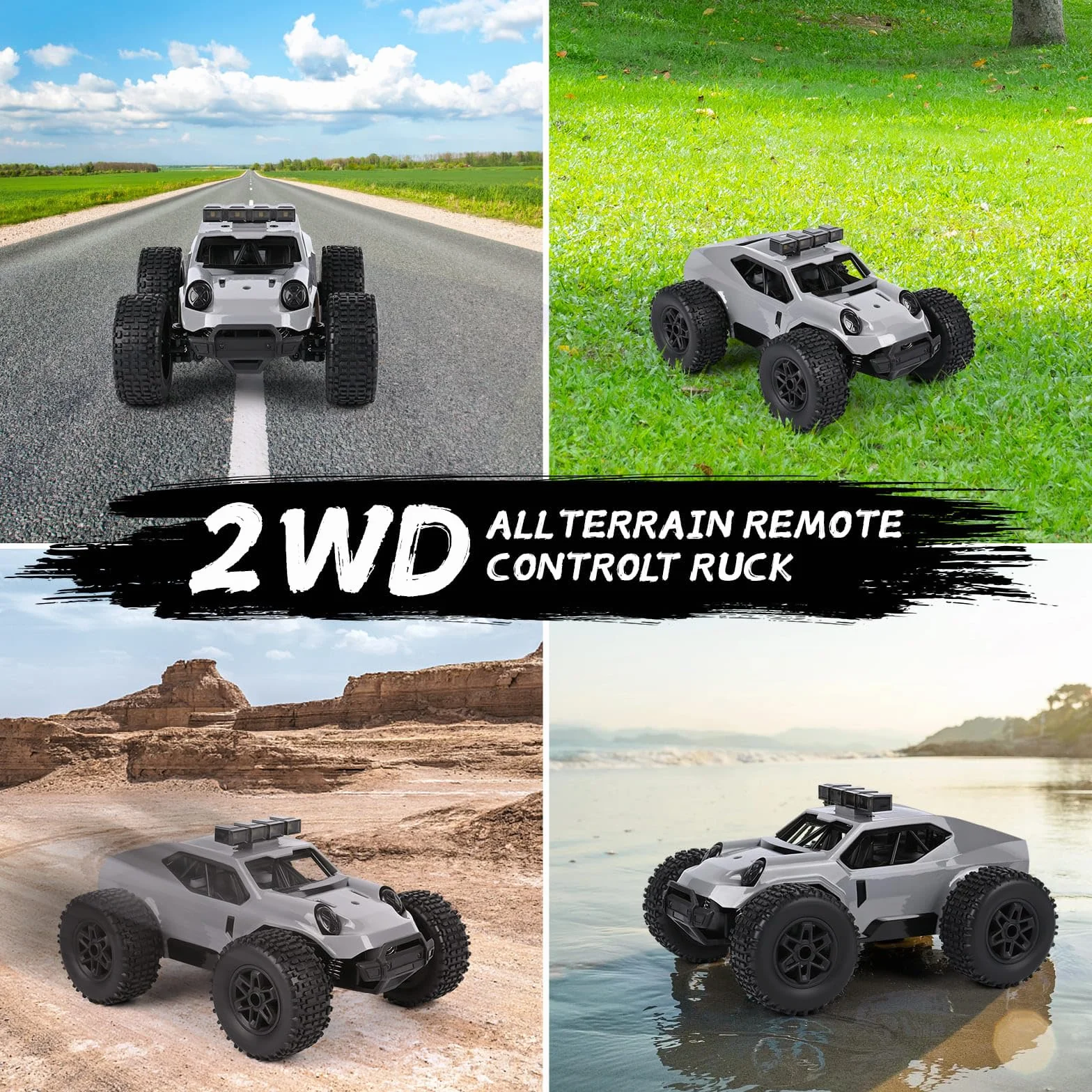 Comius Sharp Samochód zdalnie sterowany, 1/20 20km/h, szybki zdalnie sterowany samochód, pojazd terenowy z napędem na cztery koła ze światłami LED, prezent dla dzieci w wieku 7-14 lat (szary)