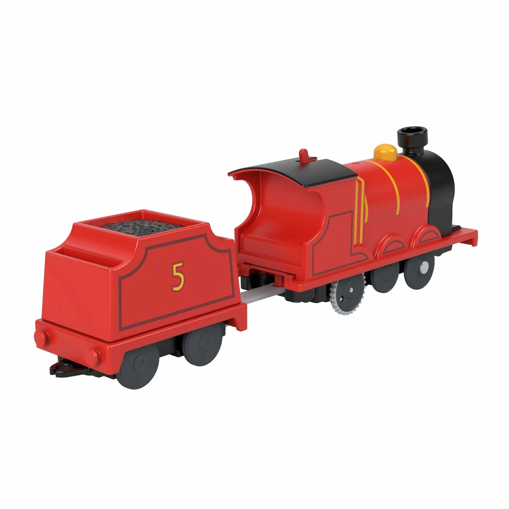 Thomas & Friends Motorized Toy Train James silnik zasilany bateriami z przetargiem do zabawy w wieku przedszkolnym dla dzieci w wieku od 3 lat, HDY70