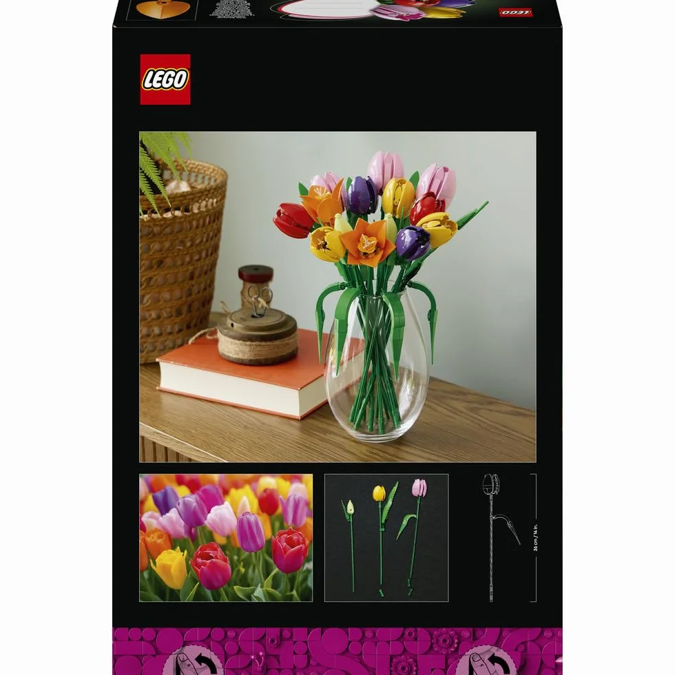 LEGO Botanicals Bukiet tulipanów, dekoracja kwiatowa, zestaw konstrukcyjny dla dorosłych z różnokolorowymi tulipanami w pięciu wersjach, pomysł na prezent dla kobiety i mężczyzny, na imieniny 11501