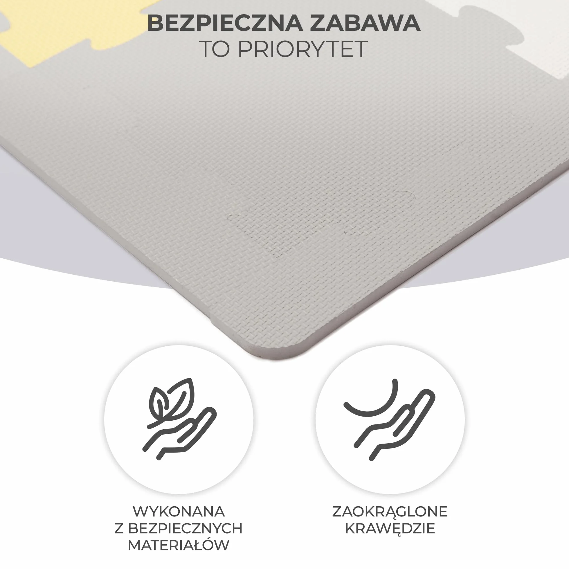 Kinderkraft LUNO SHAPES Mata piankowa, Wielofunkcyjna, Puzzle 30 elementów, Wodoodporna, Izolacja od podłogi, Antypoślizgowa powierzchnia, Łatwe czyszczenie, Torba do transportu w zestawie, Żółty