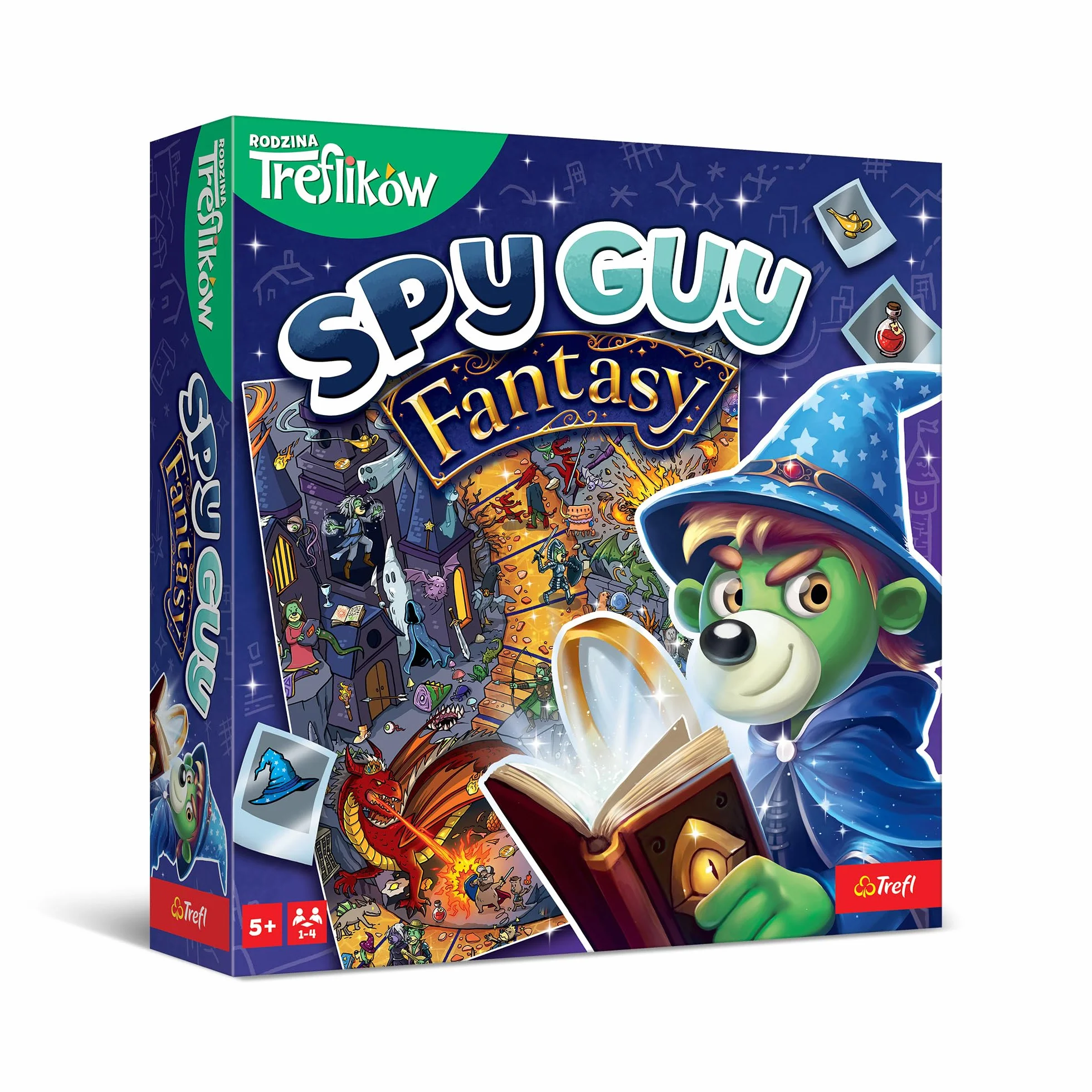 Trefl - Spy Guy Fantasy - Kooperacyjna Gra Obserwacyjna, Świat Czarów i Bajkowych Stworzeń, Szukanie Poszlak, Ogromna Plansza, Rodzinna Gra Planszowa Dorosłych i Dzieci od 5 lat