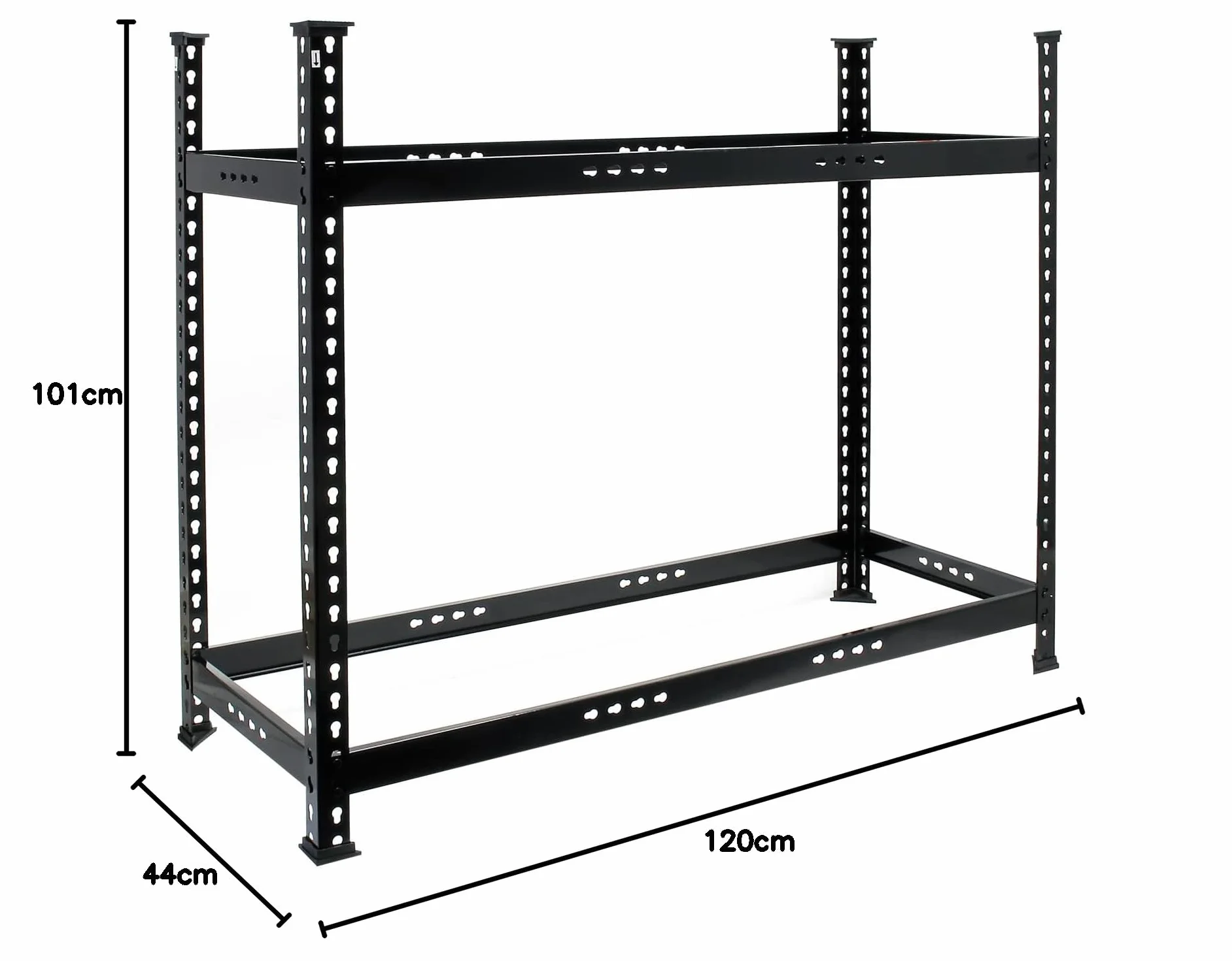 Wiltec Regał na opony 2 poziomowy maks. 150 kg nośności, mieści 6-8 opon samochodowych lub motocyklowych, o wymiarach 120 x 44 x 101 cm