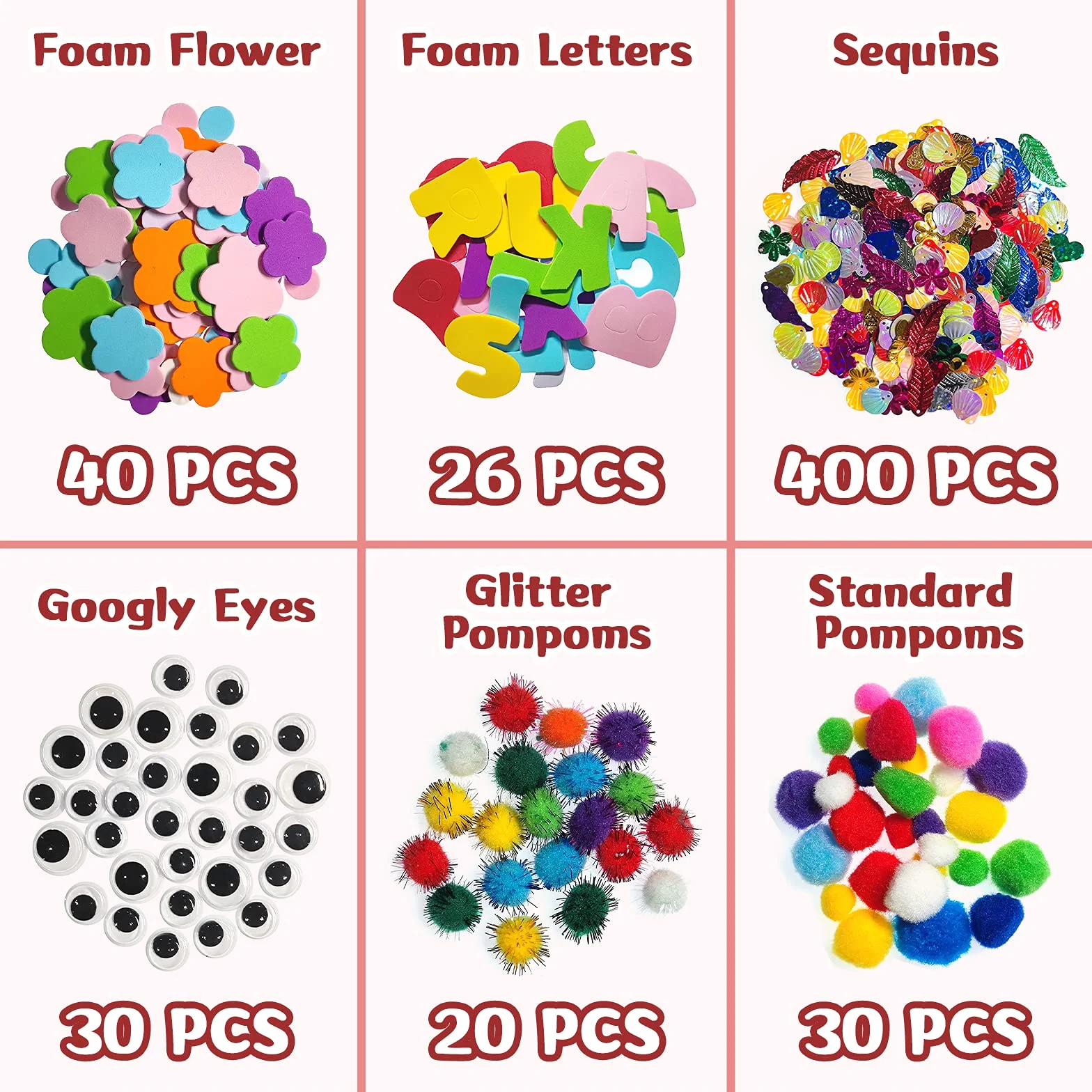 Zestaw do majsterkowania dla dzieci, 1300 sztuk, zestaw do majsterkowania, akcesoria do scrapbookingu, do czyszczenia fajek, pomponów, piór, perły, ruchome oczy, cekiny, akcesoria do majsterkowania