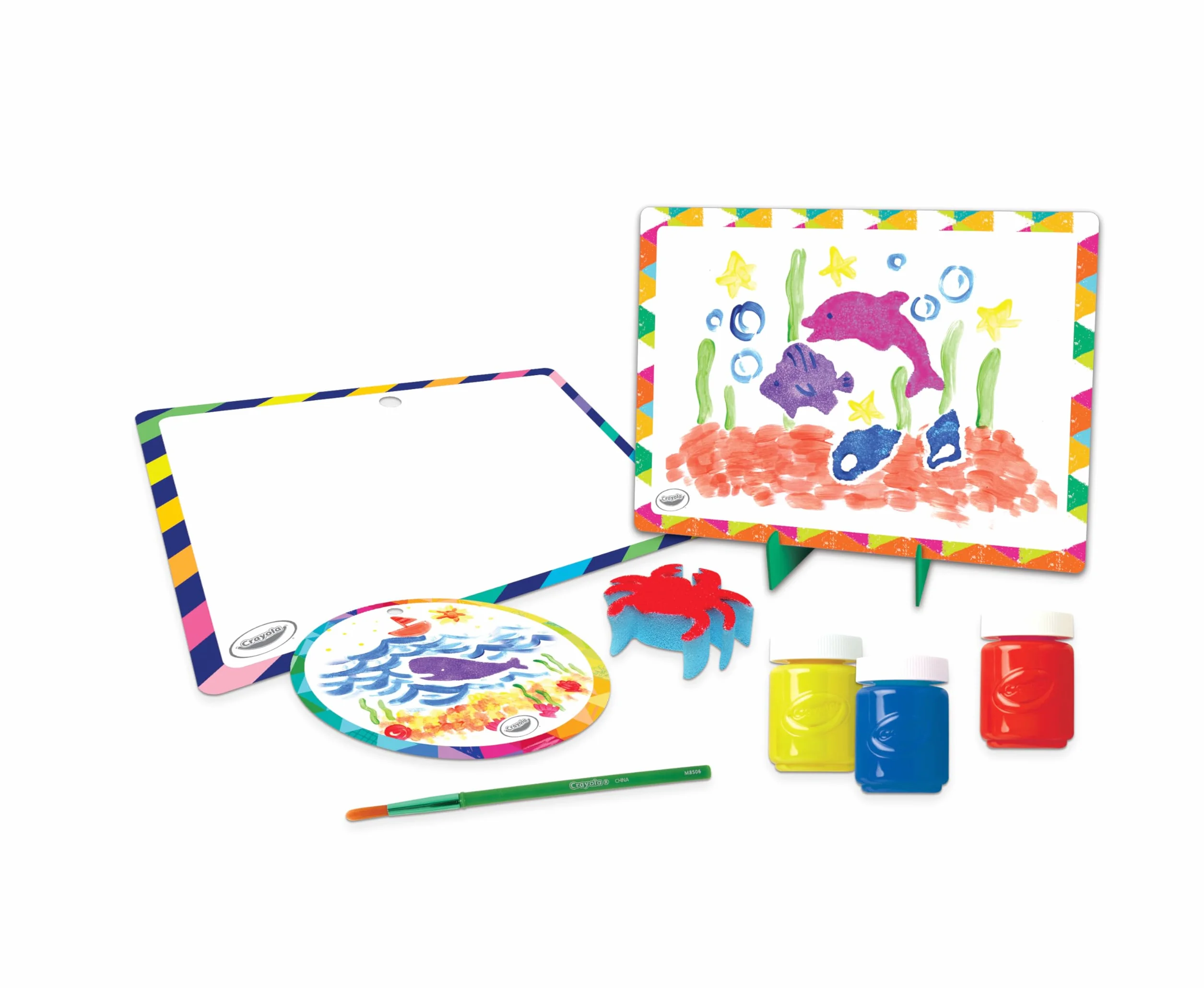 CRAYOLA - Zestaw do Malowania z Pieczątkami z Gąbki, Kreatywne Zajęcia dla Dzieci z Farbami, od 5 lat, 04-2950