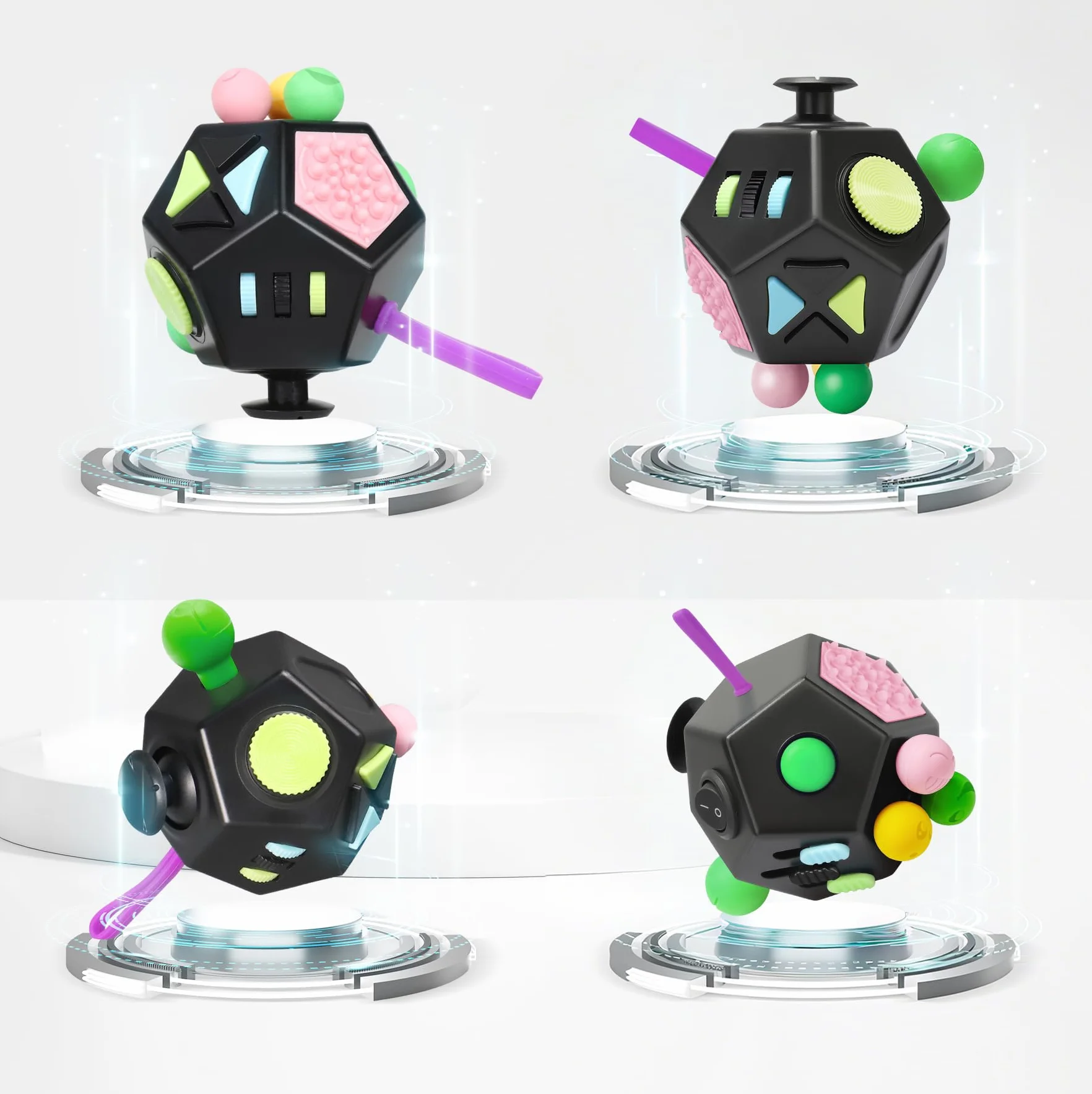 Fidget Toy Cube 12 stron,kostka antystresowa ADHD, mała zabawka,oryginalna zabawka dla dorosłych,dzieci,ADD,ADHD - szkoła,biura,podróży