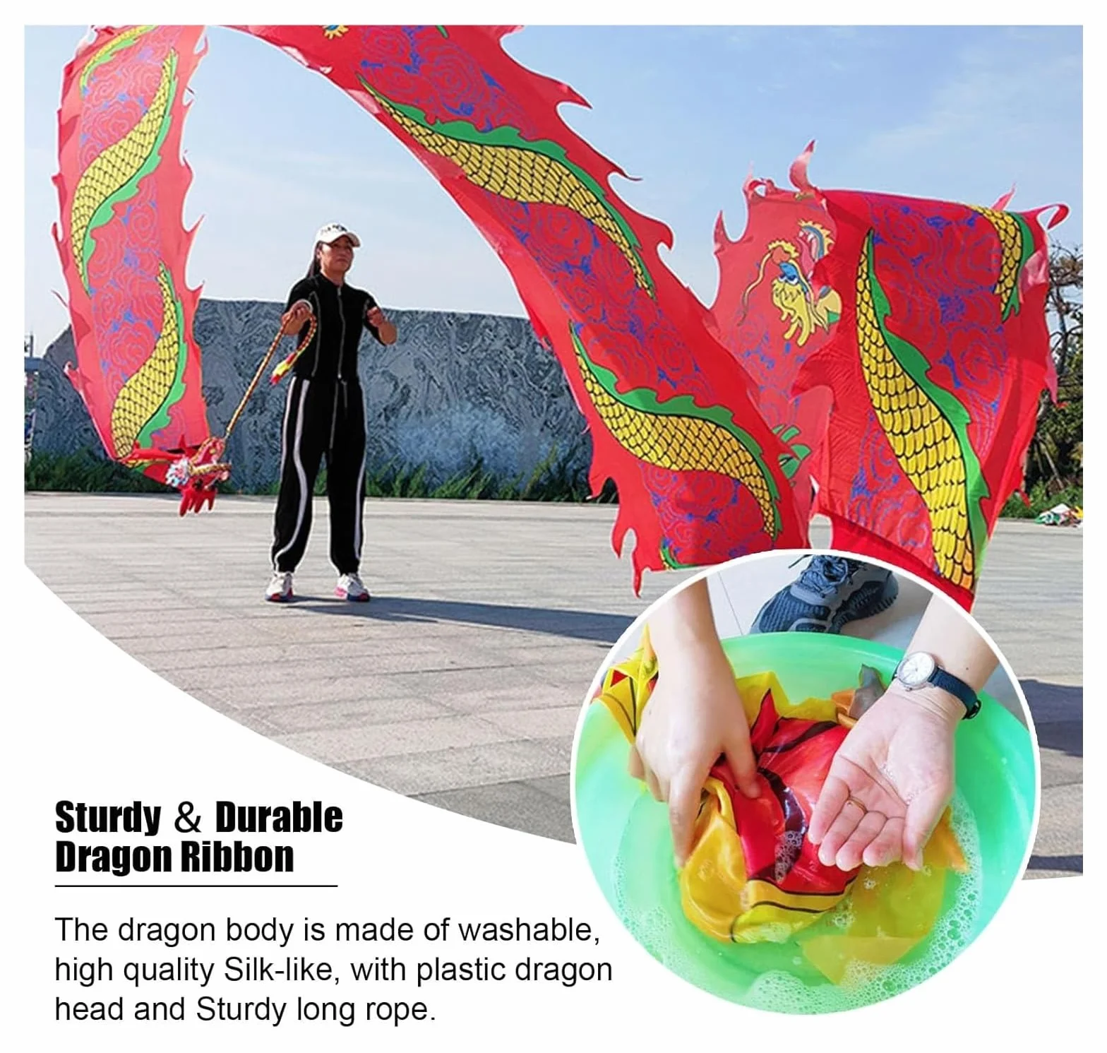 Wąż taneczny Wstążka fitness Dragon Poi wielokolorowa różne rozmiary 6M 8M 10M(Red,8M)