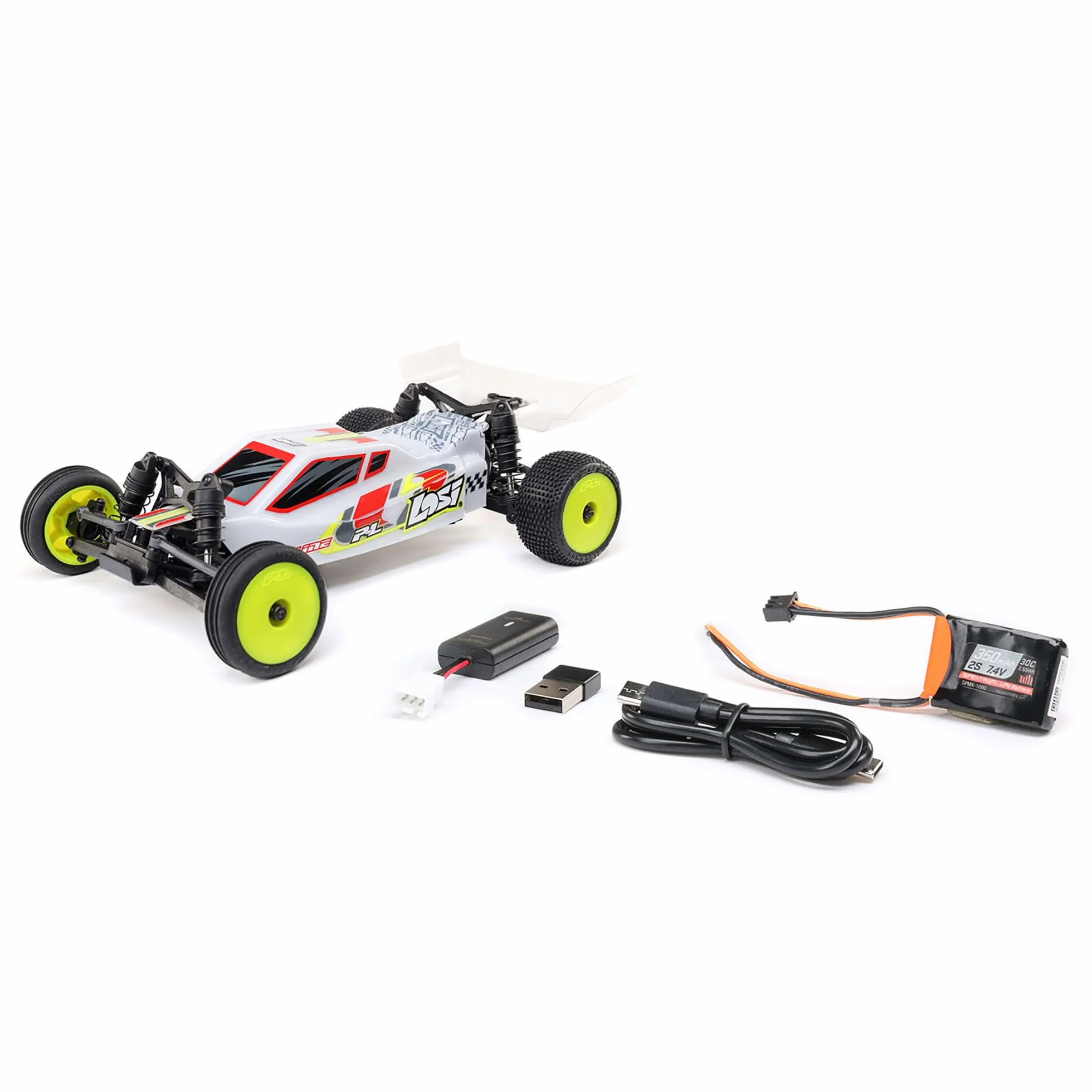 Losi Micro-B Buggy z napędem na 2 koła, biały RTR LOS00007T1