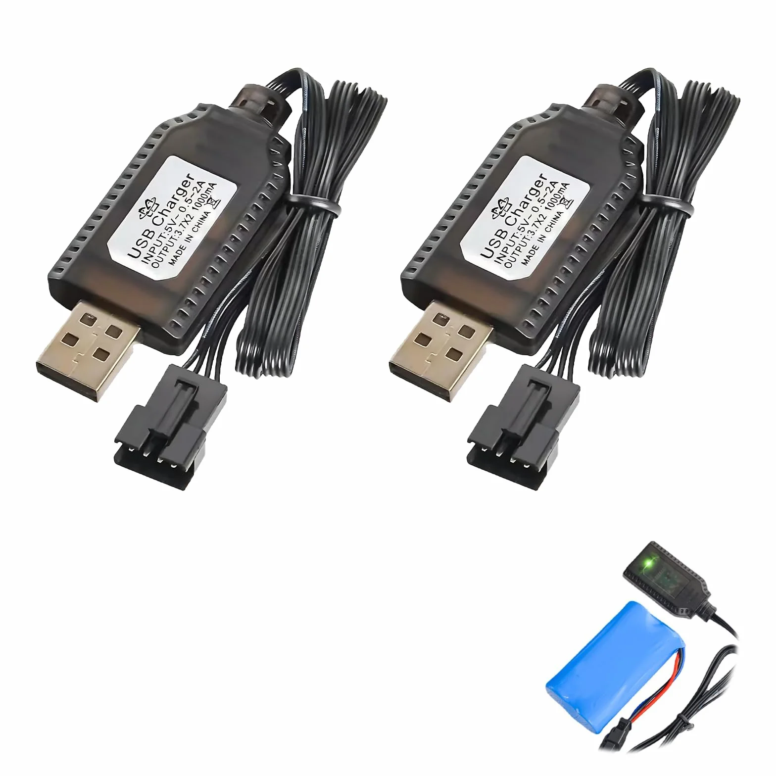 2SZT. 7,4 V USB kabel ładujący z łącznikiem SM-4P, kabel ładujący RC do akumulatora LiPo Plug Zabawki Efektywne ładowanie Kompatybilne z samochodem, łodzią, samolotem, dronem i innymi sterowanymi