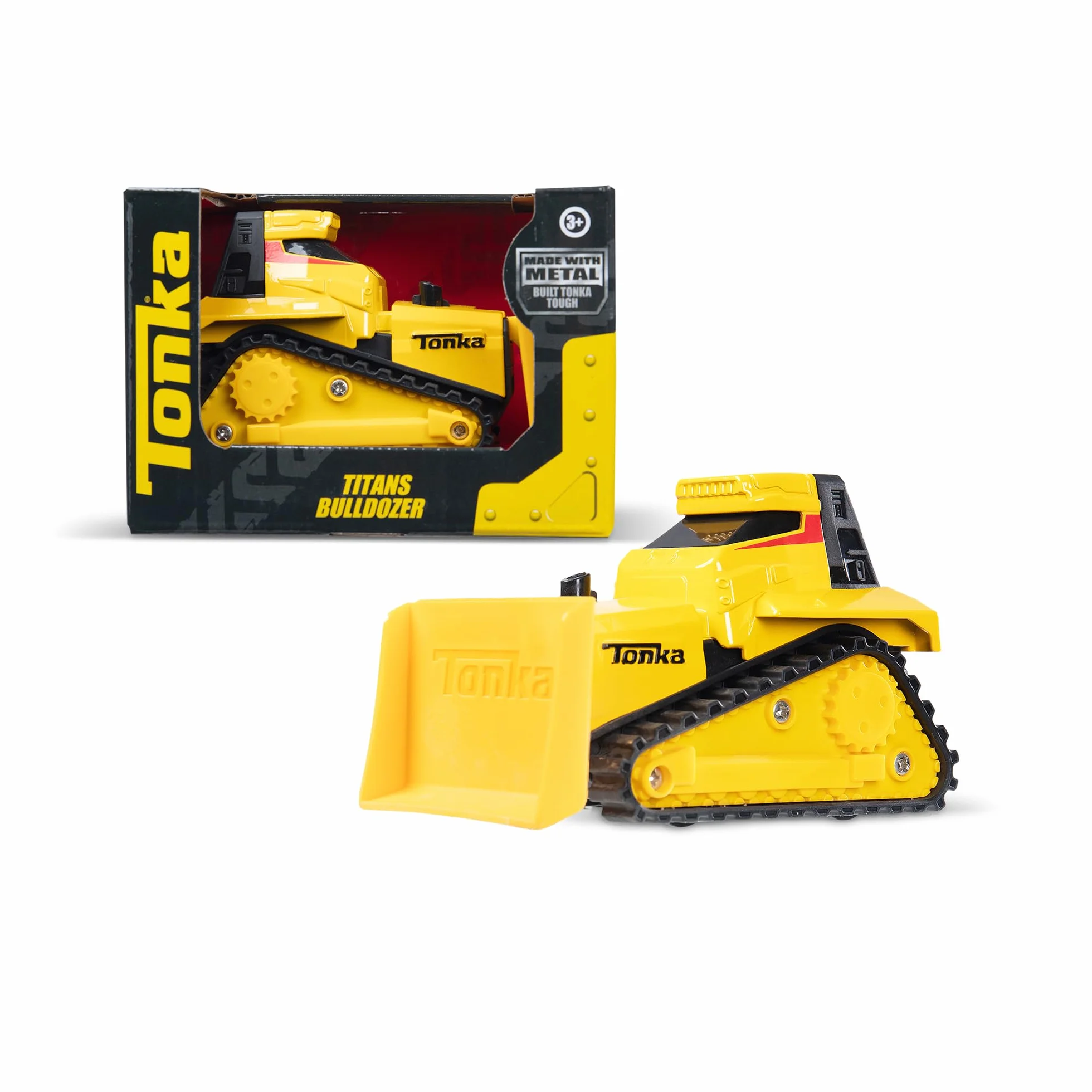 Basic Fun Tonka Steel Classics Titans Bulldozer – Buldozer stalowy do budowy i zabawy na swiezym powietrzu