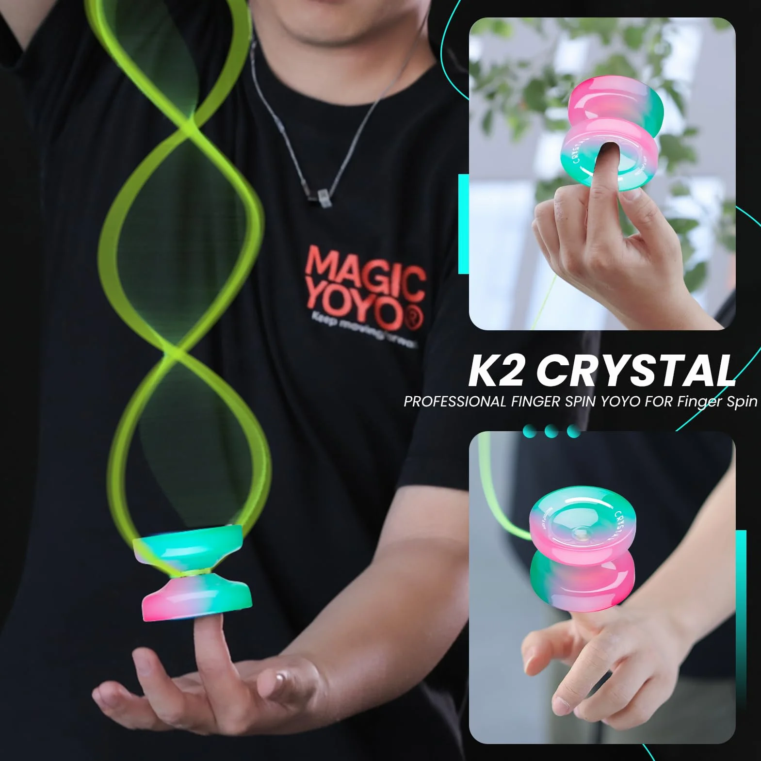 MAGICYOYO JoJo K2, Crystal Yoyo dla dzieci, Dual Purpose YoYo dla początkujących i profesjonalistów, responsywna/nieresponsywna sztuczka JoJo z 12 strunami, narzędzie do przechowywania i pudełko na